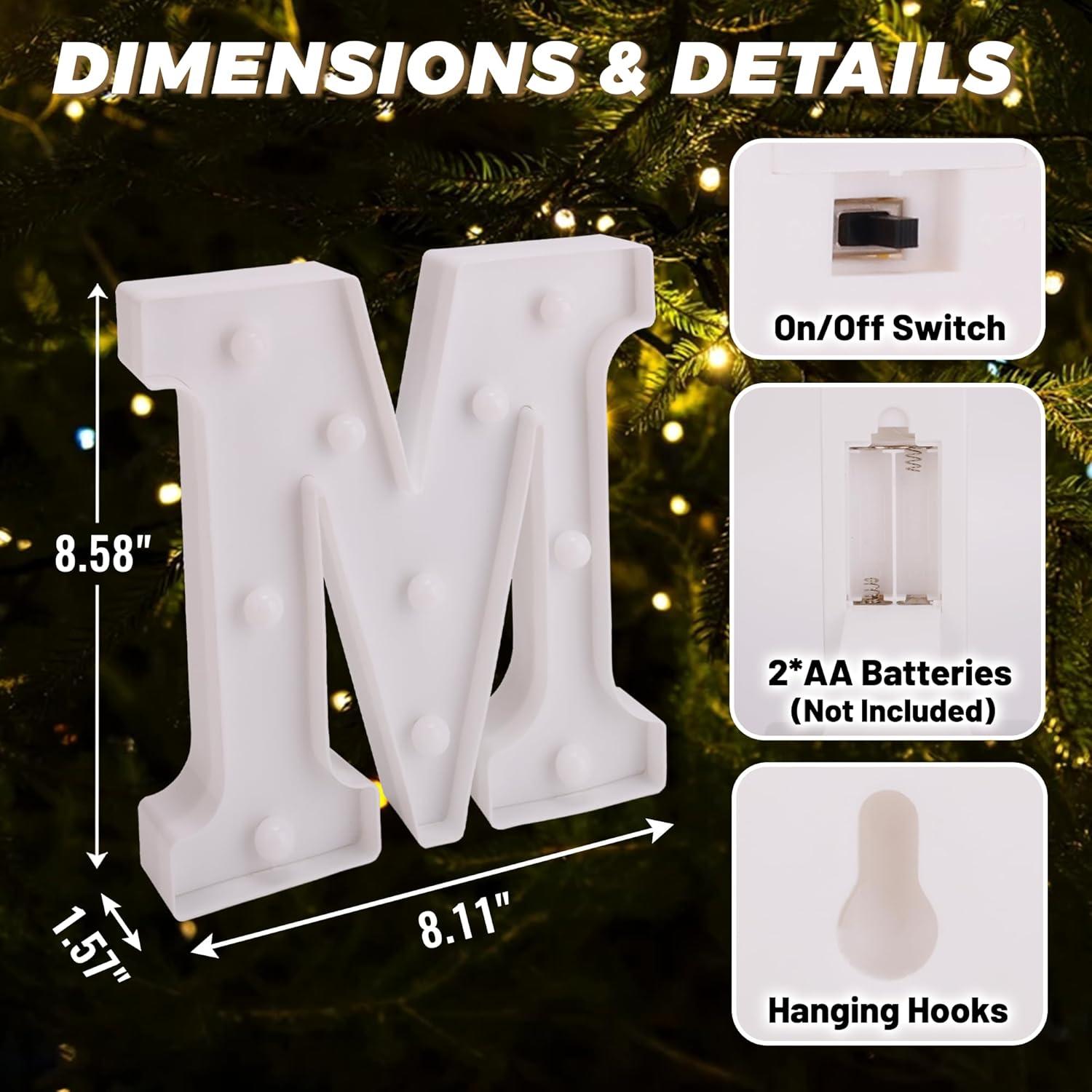 Luz LED Decorativa Letra M TEHIBIEN para Fiestas y Bodas