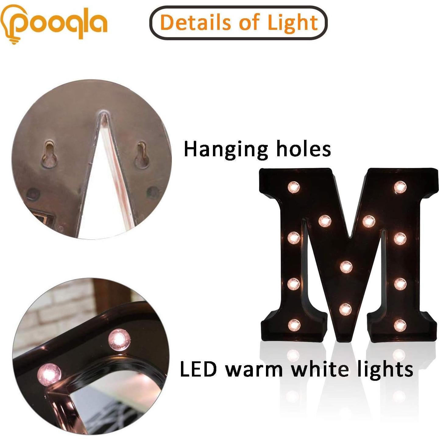 Letrero Marquee LED Decorativo JUHUI Letra M 22.5 cm