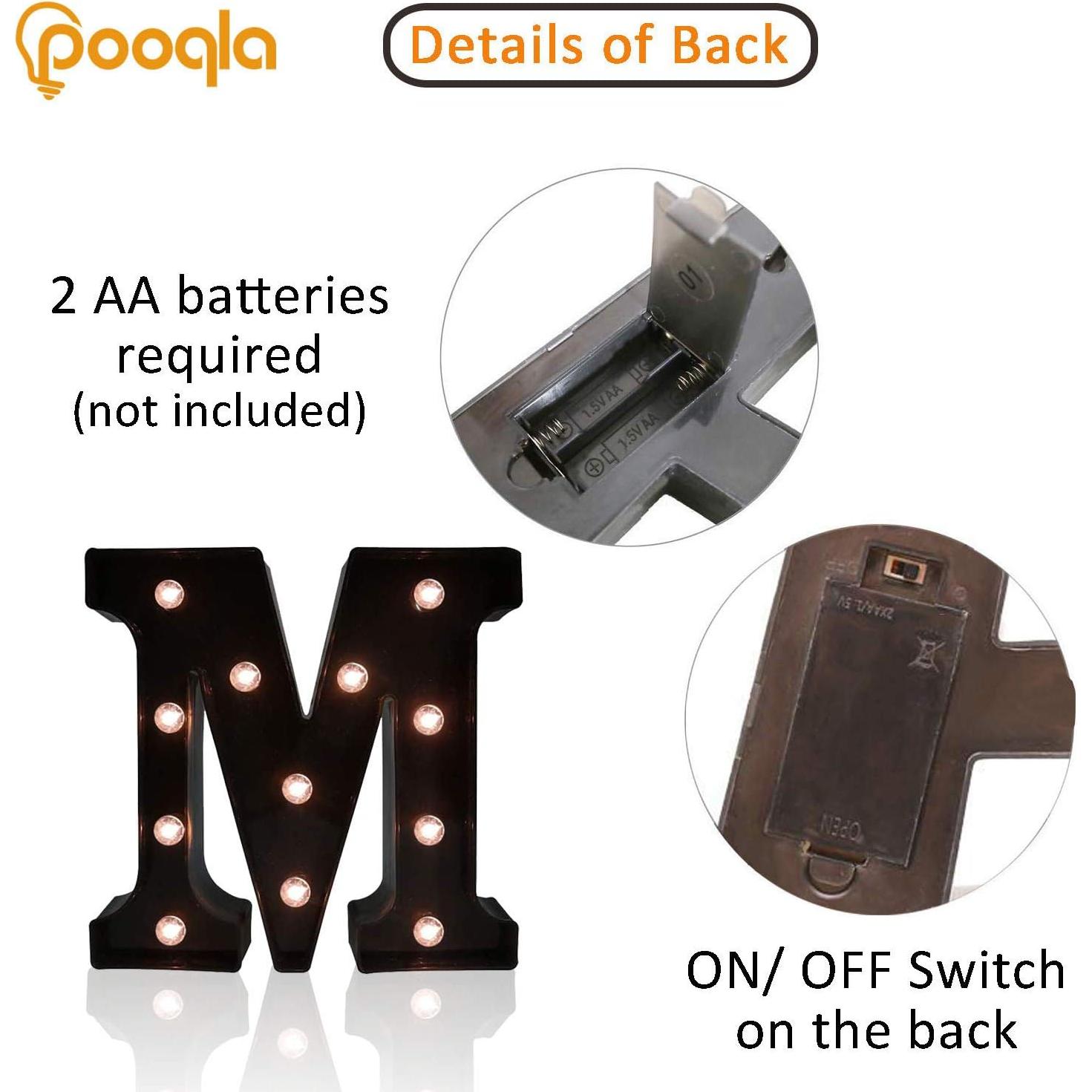 Letrero Marquee LED Decorativo JUHUI Letra M 22.5 cm