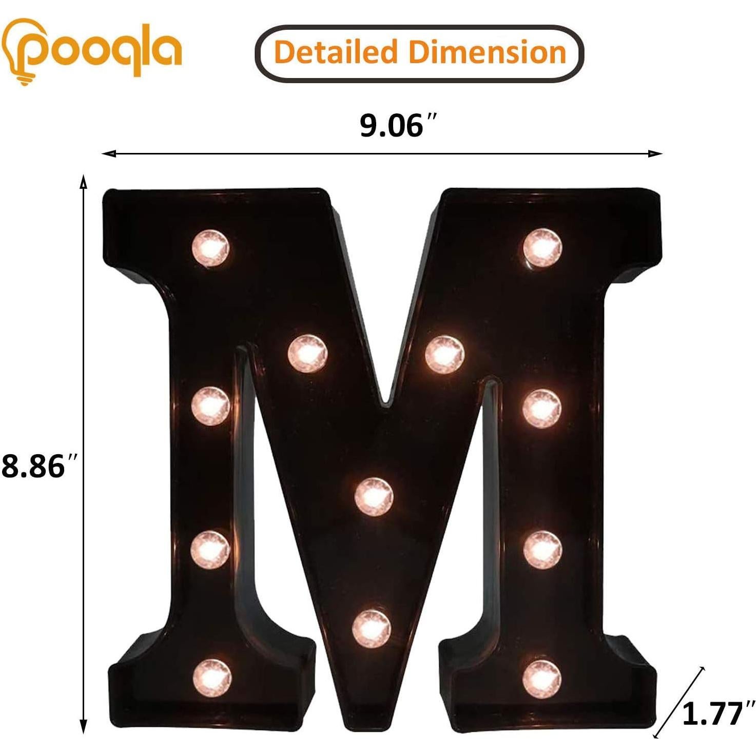 Letrero Marquee LED Decorativo JUHUI Letra M 22.5 cm