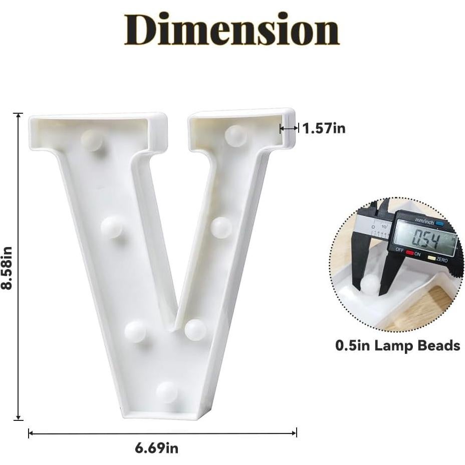 Luz de Cartelera LED HYLEBOR Letra V para Decoración Fiesta