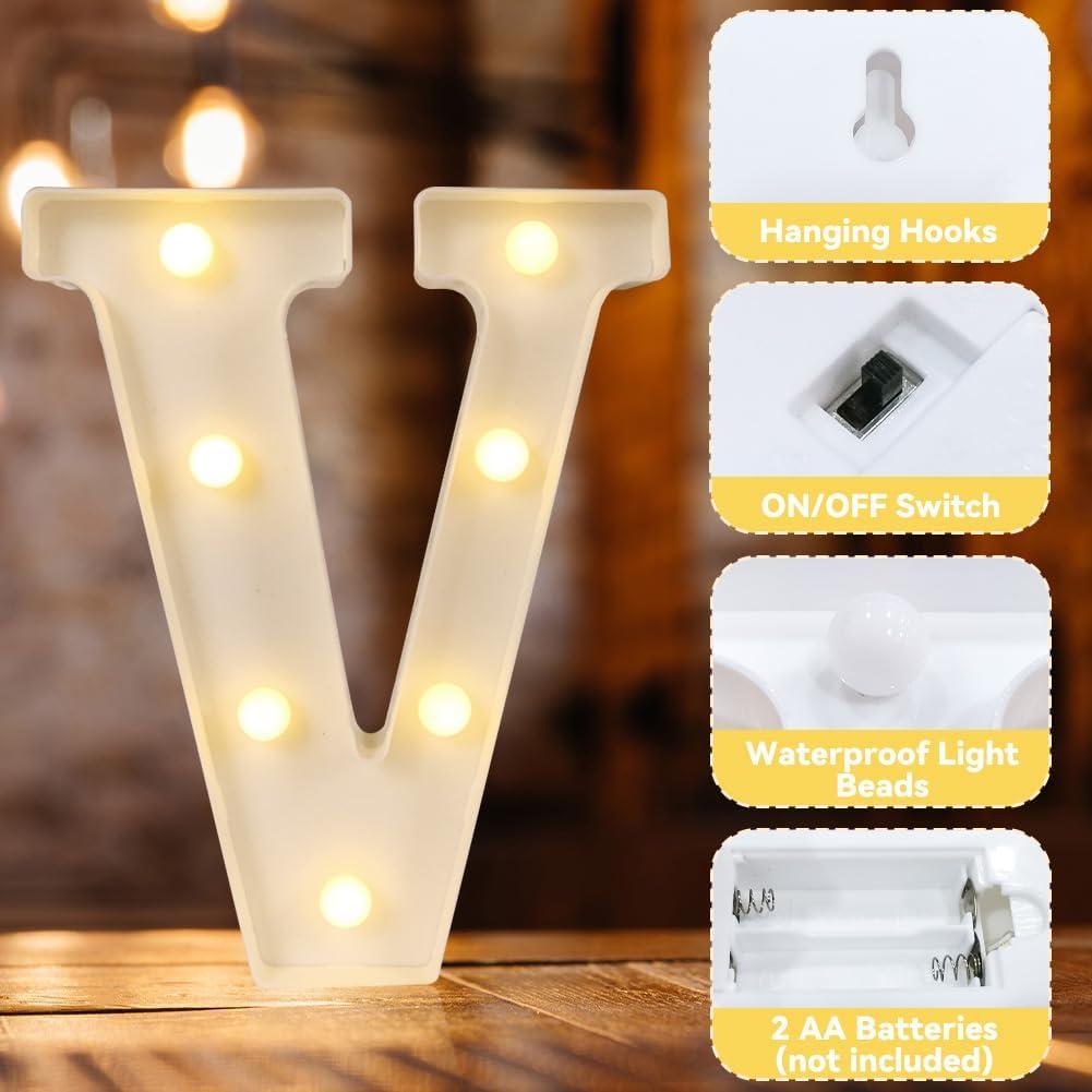 Luz de Cartelera LED HYLEBOR Letra V para Decoración Fiesta
