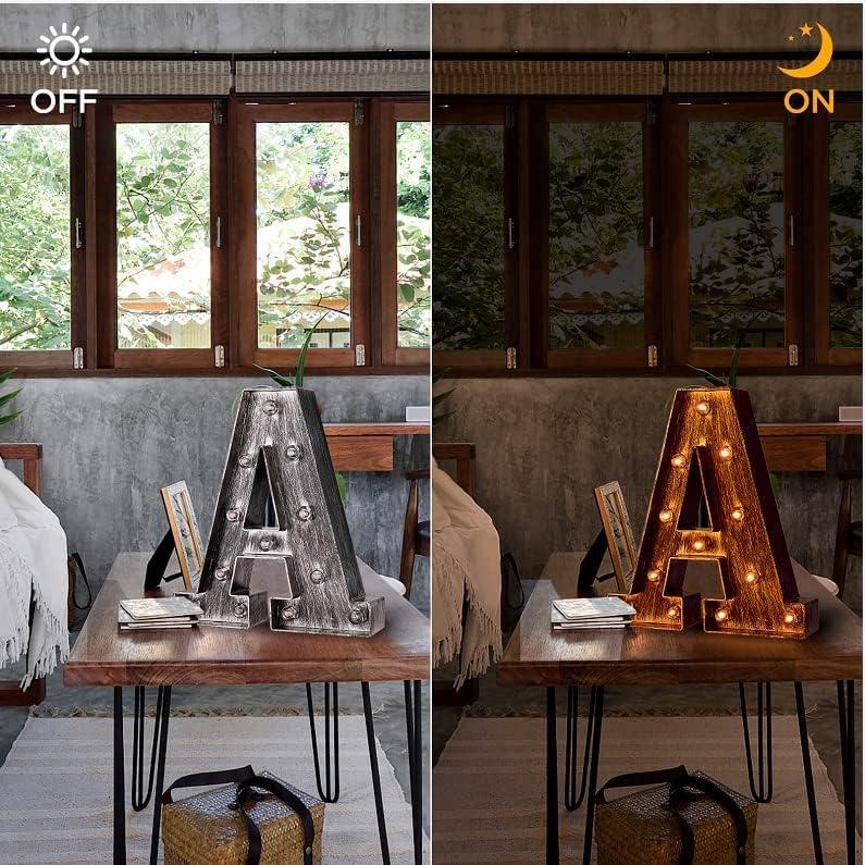 Letra Iluminada Vintage Glintee D Plateada 22cm Decoración