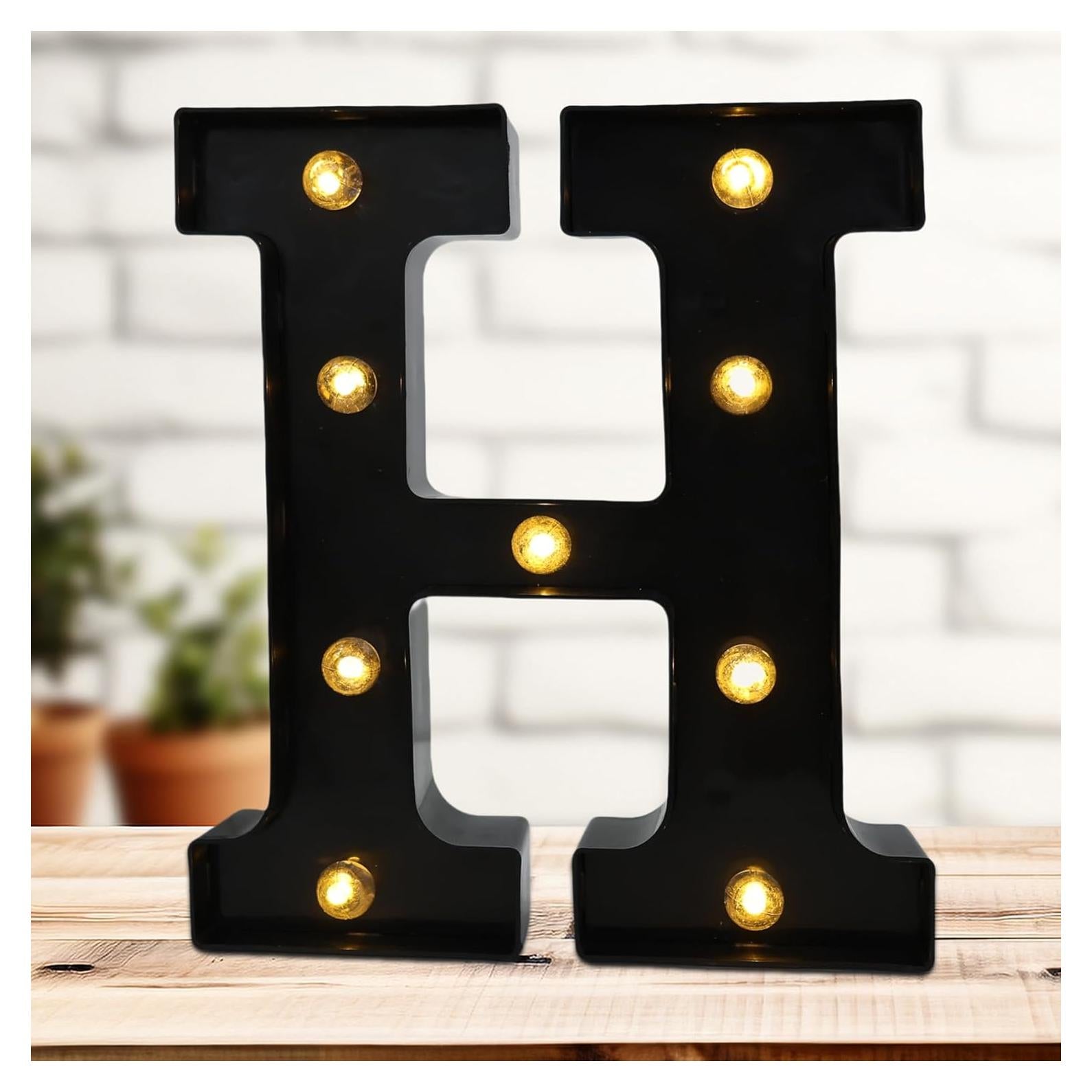 Letras Iluminadas LED Hirbisnis H Negras para Decoración
