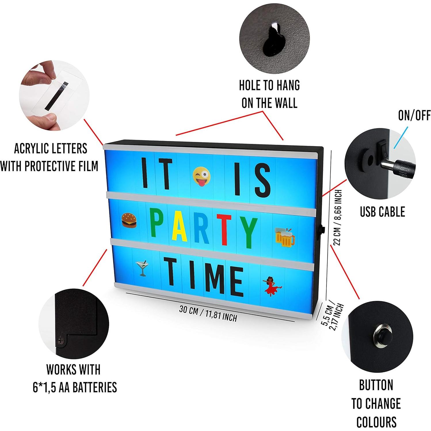 Caja de Luz LED Multicolor BONNYCO con 400 Letras y Emojis