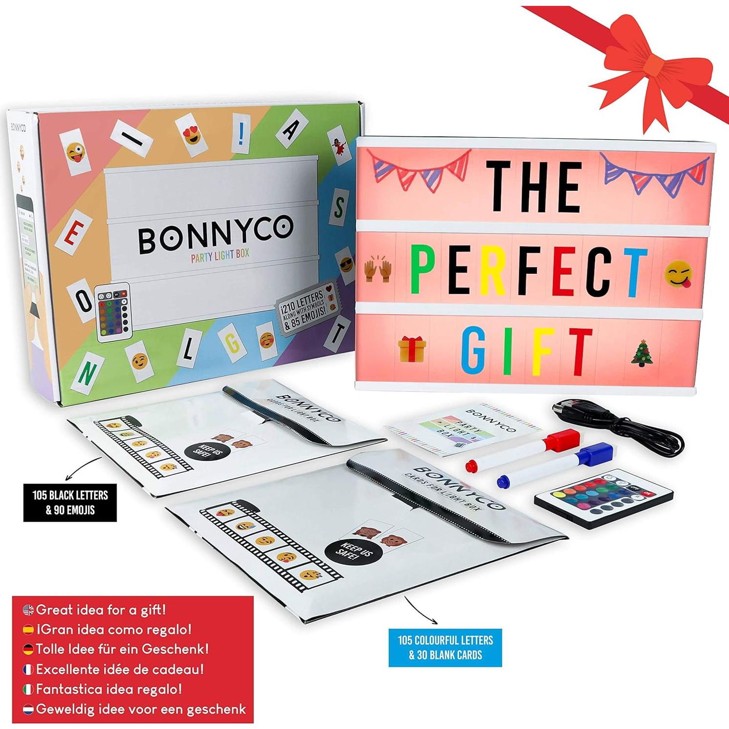 Caja de Luz LED Multicolor BONNYCO con 400 Letras y Emojis