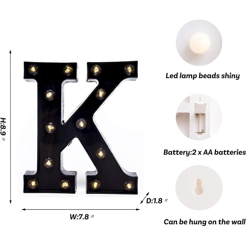 Luz LED Letras Foaky K 22 cm para Decoración de Eventos