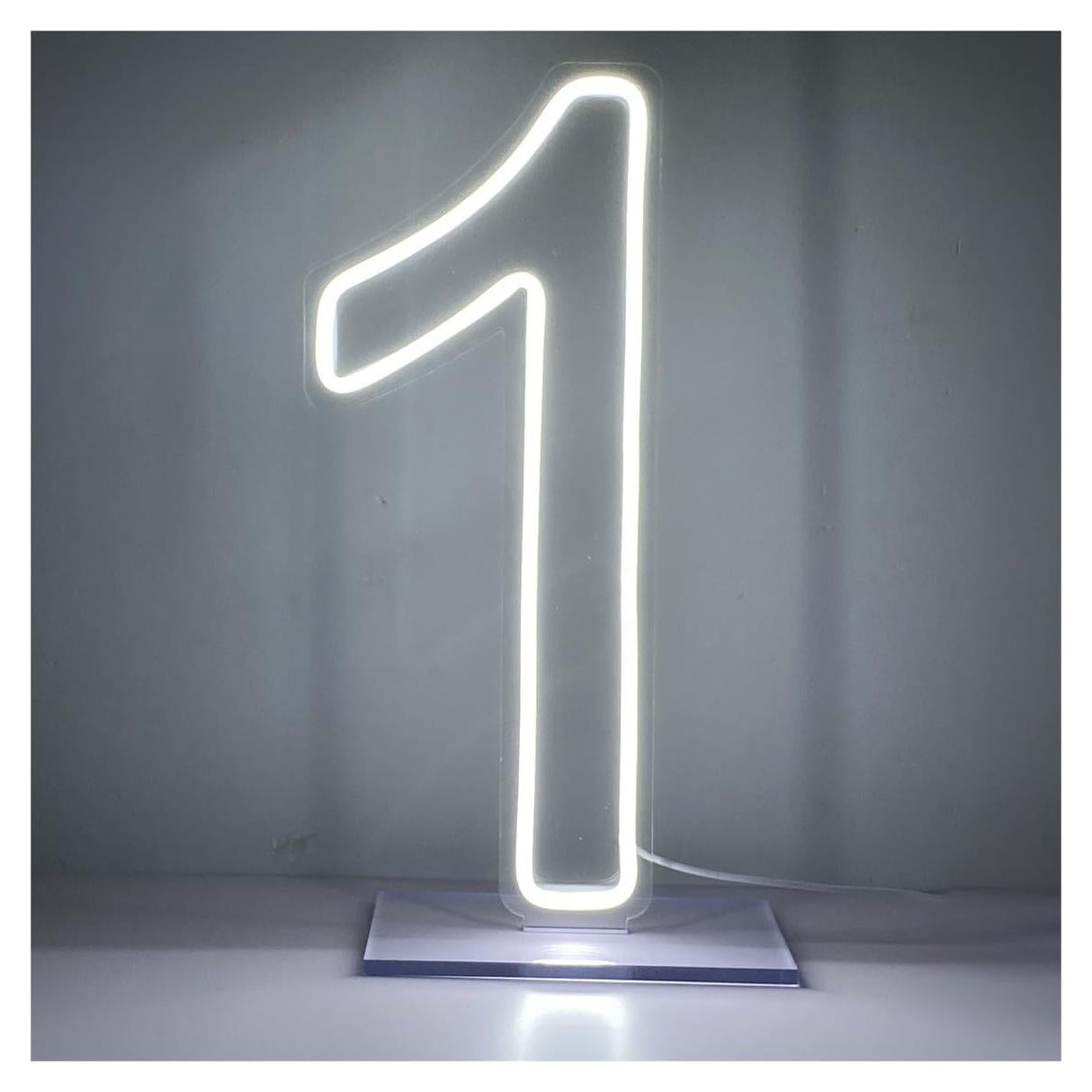 Letrero Neón LED Número 1 NUOSHANZS 42x28 cm Decoración