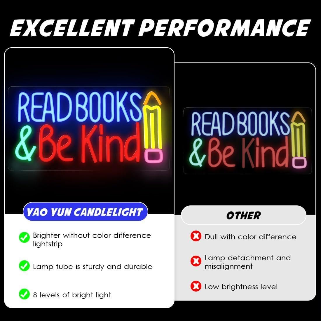 Letrero de Neón LED Yao Yun 'Leer Libros y Ser Amable' 36x18cm