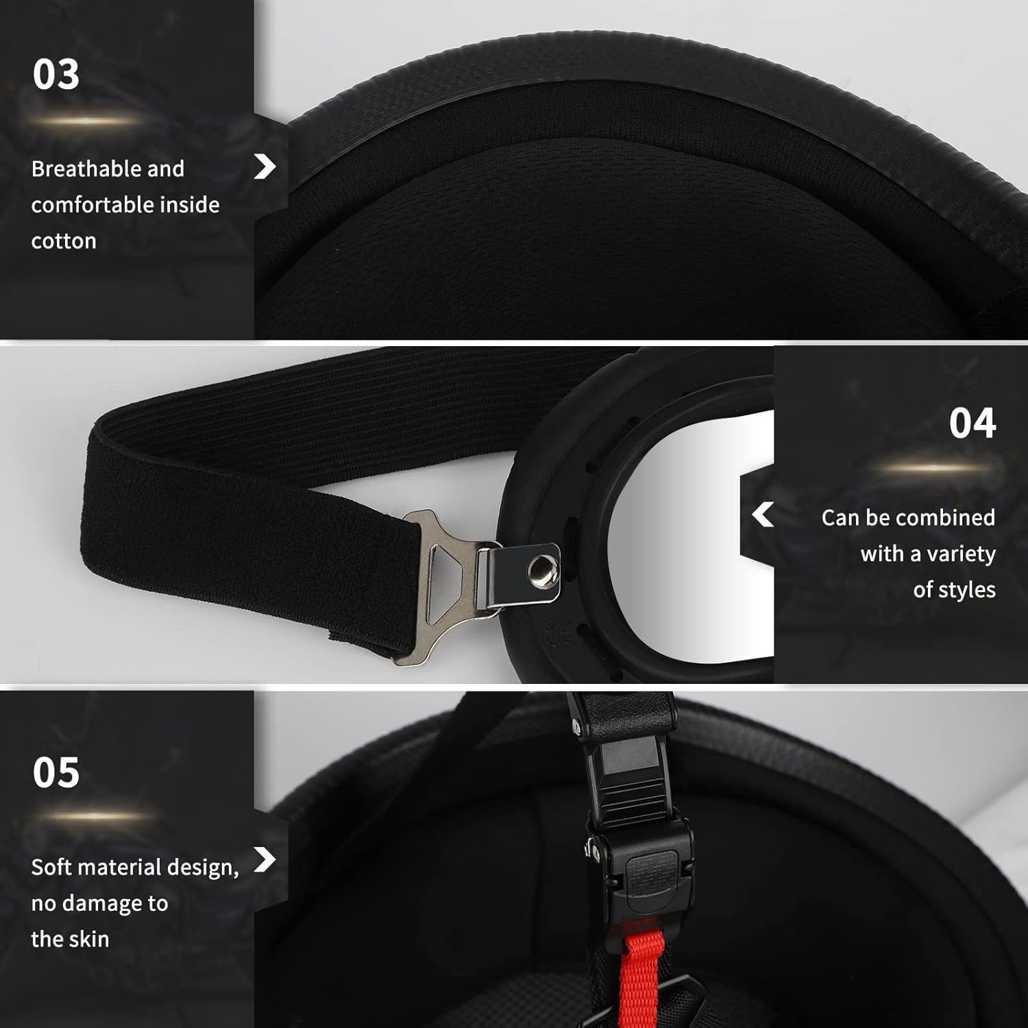 Casco de motocicleta Senhill BGK negro mate con gafas