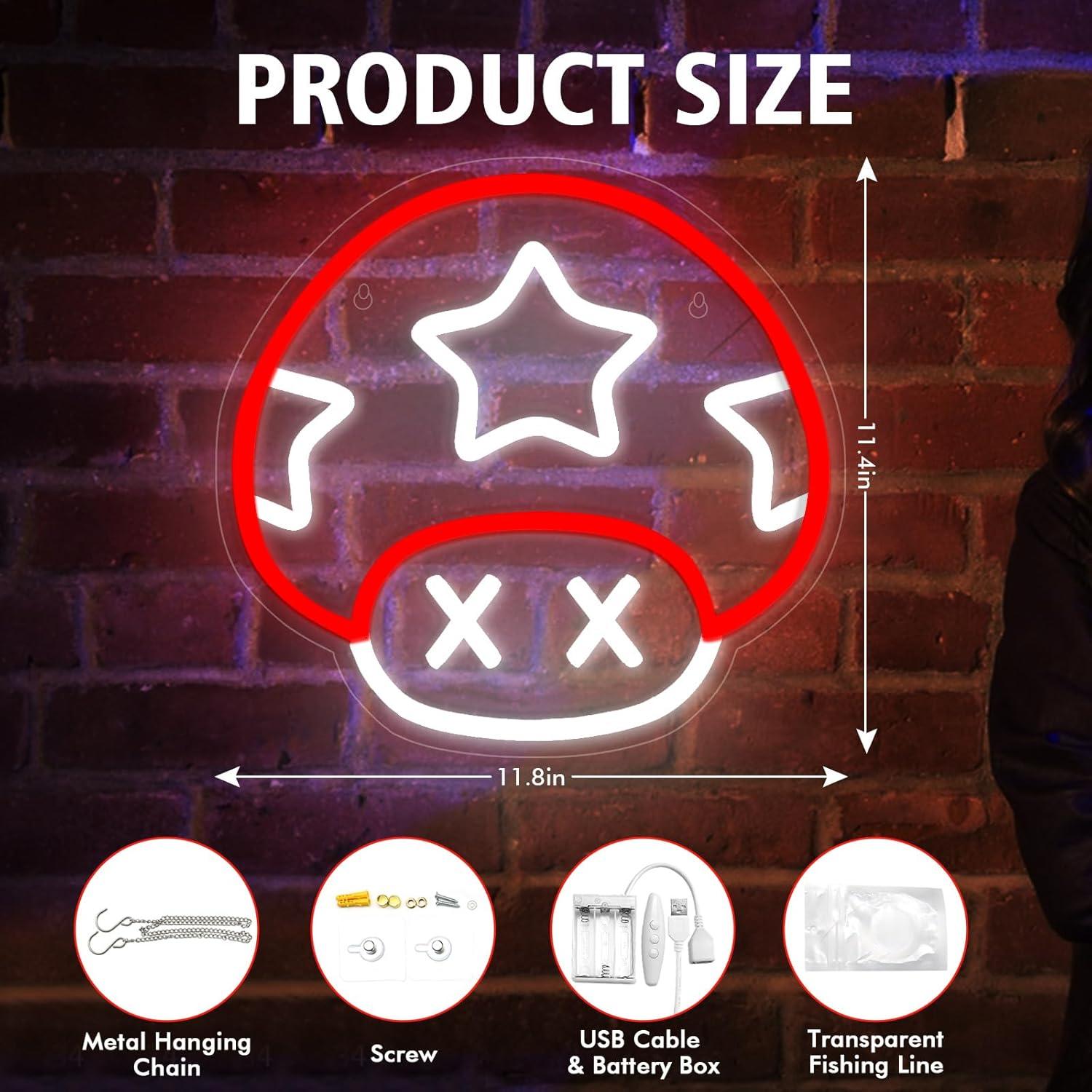 Luz de Neón de Hongo Greenroledulfcc 30x29 cm USB Ajustable