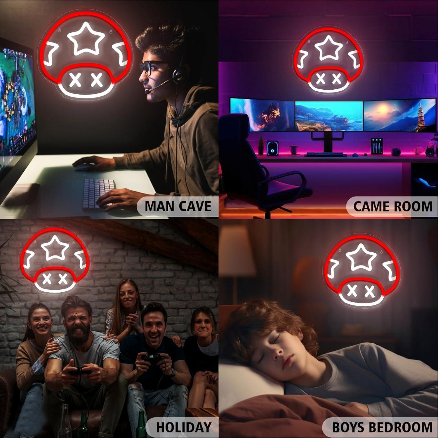 Luz de Neón de Hongo Greenroledulfcc 30x29 cm USB Ajustable