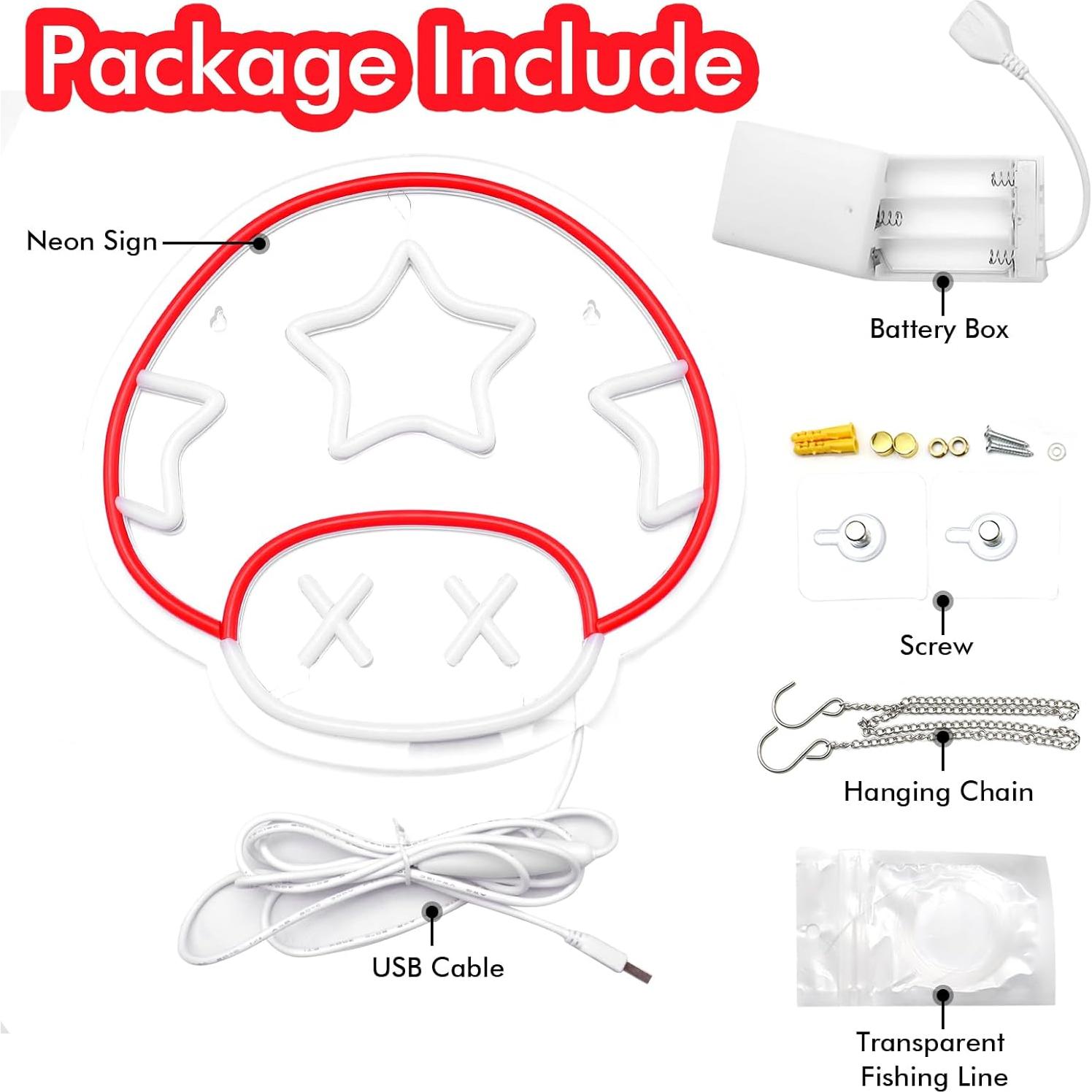 Luz de Neón de Hongo Greenroledulfcc 30x29 cm USB Ajustable