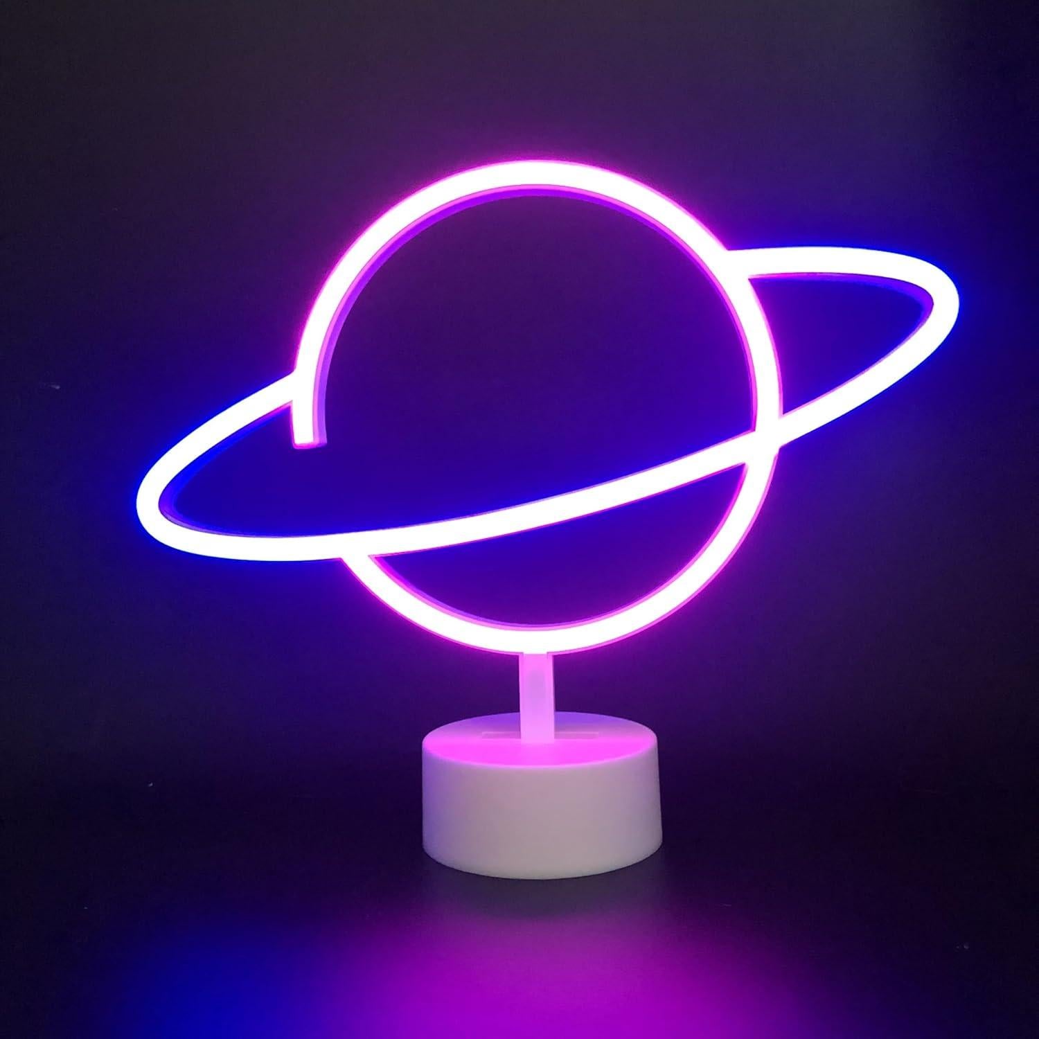 Lámpara de Mesa LED ENUOLI Planeta Azul y Rosa 23.9 cm