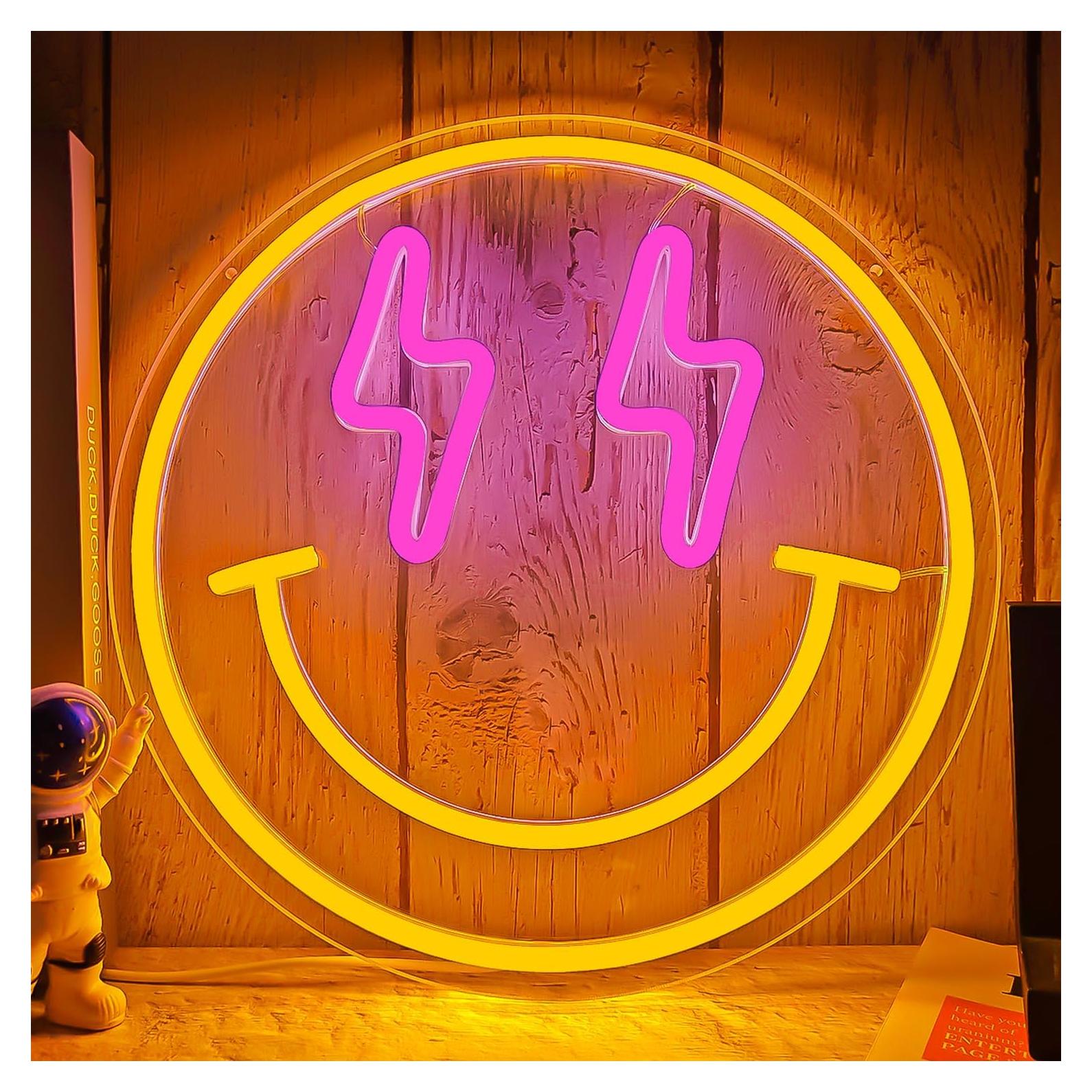 Cartel Neón LED Cara Sonriente Vveikea 29x29cm Regulable