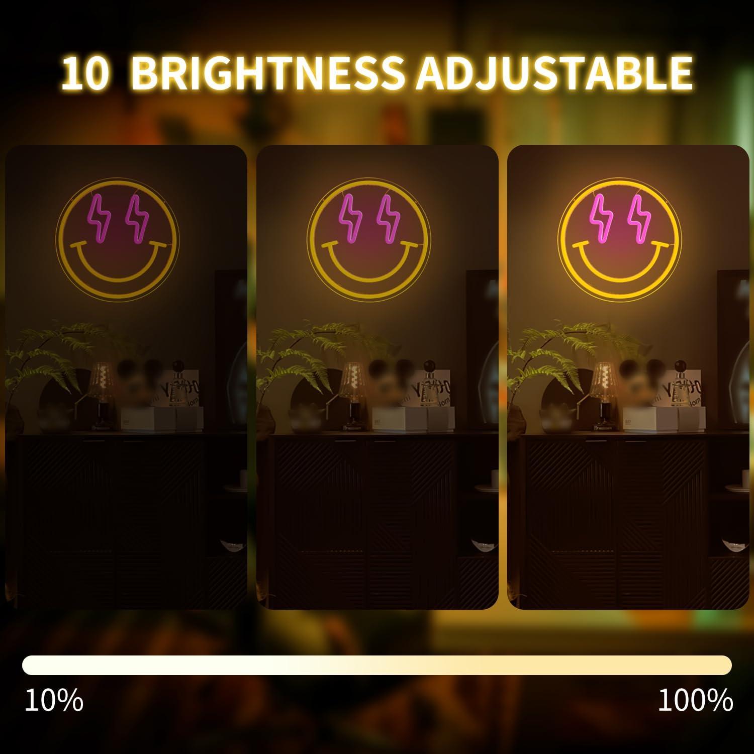 Cartel Neón LED Cara Sonriente Vveikea 29x29cm Regulable