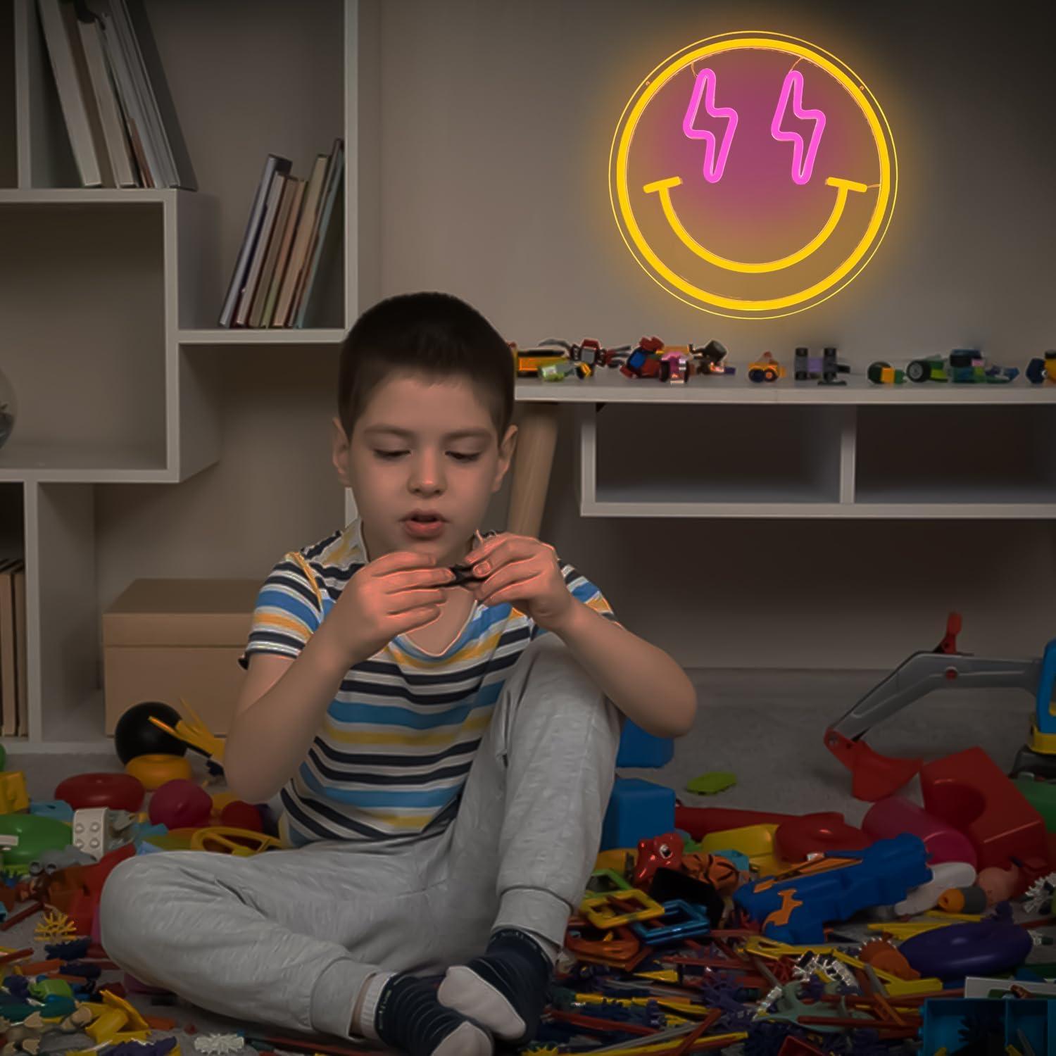 Cartel Neón LED Cara Sonriente Vveikea 29x29cm Regulable