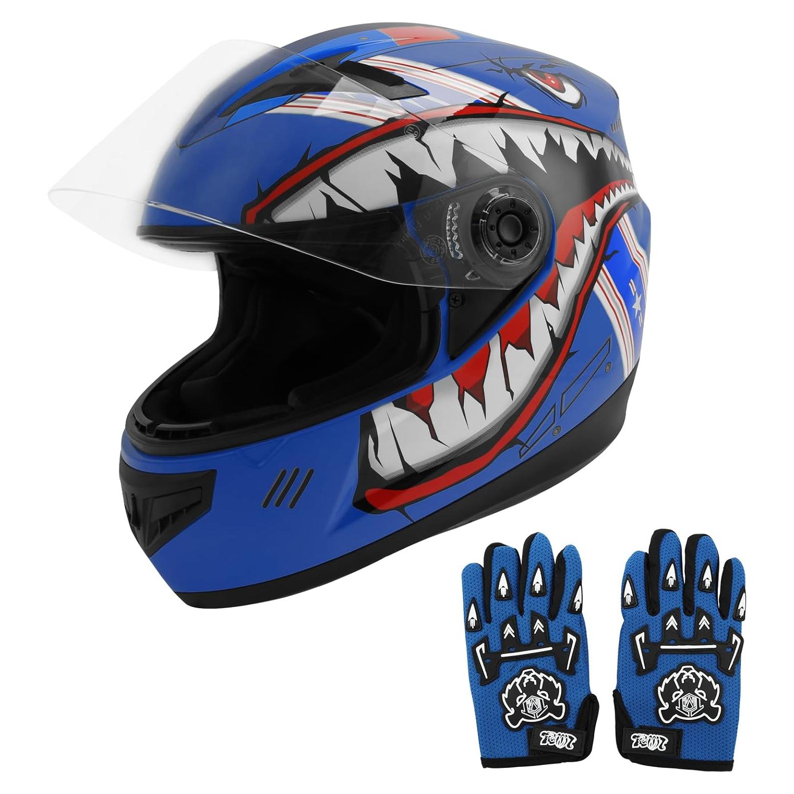 Casco de Motocross TCMT para Niños Azul Tiburón Talla M a XXL