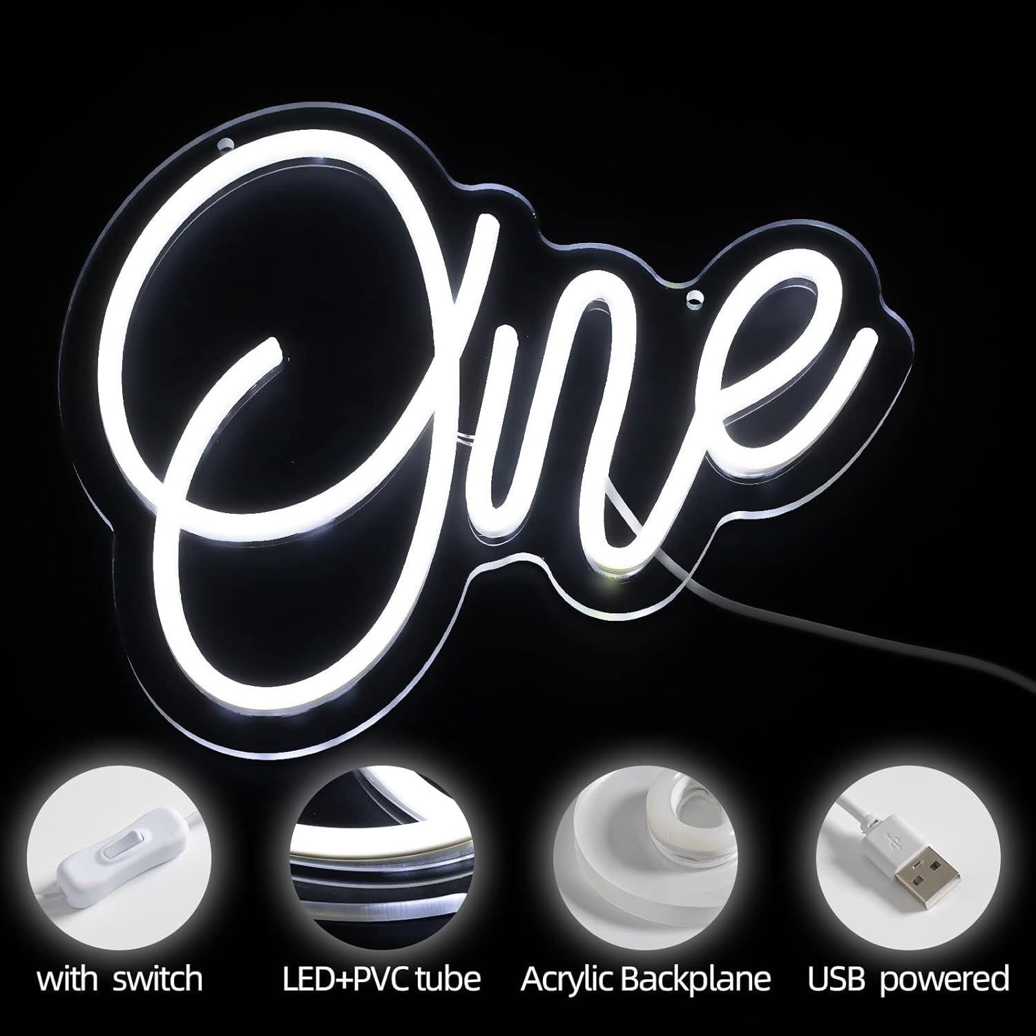 Luz de Neón Blanca LED NBZJ 30x24 cm para Decoración