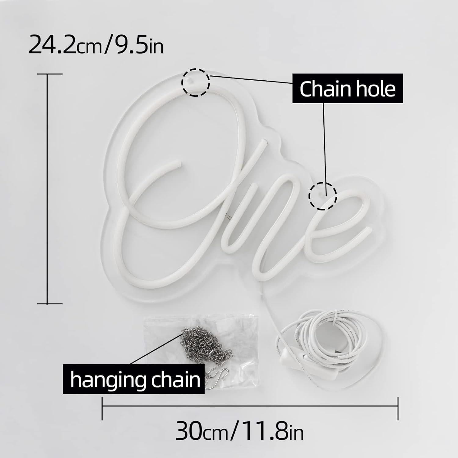 Luz de Neón Blanca LED NBZJ 30x24 cm para Decoración