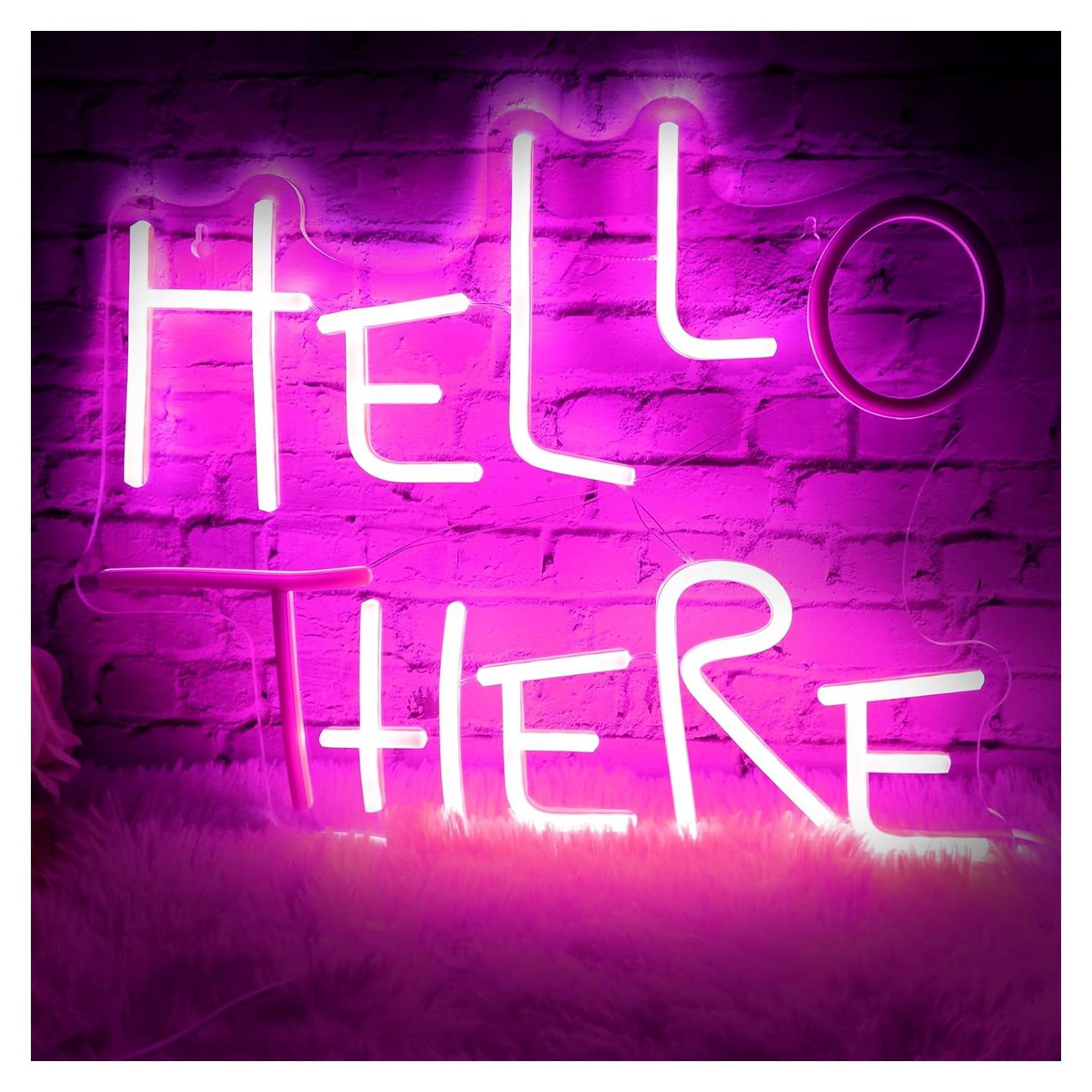 Letrero Neón Hola Allá IMEGINA 35x27 cm Rosa USB