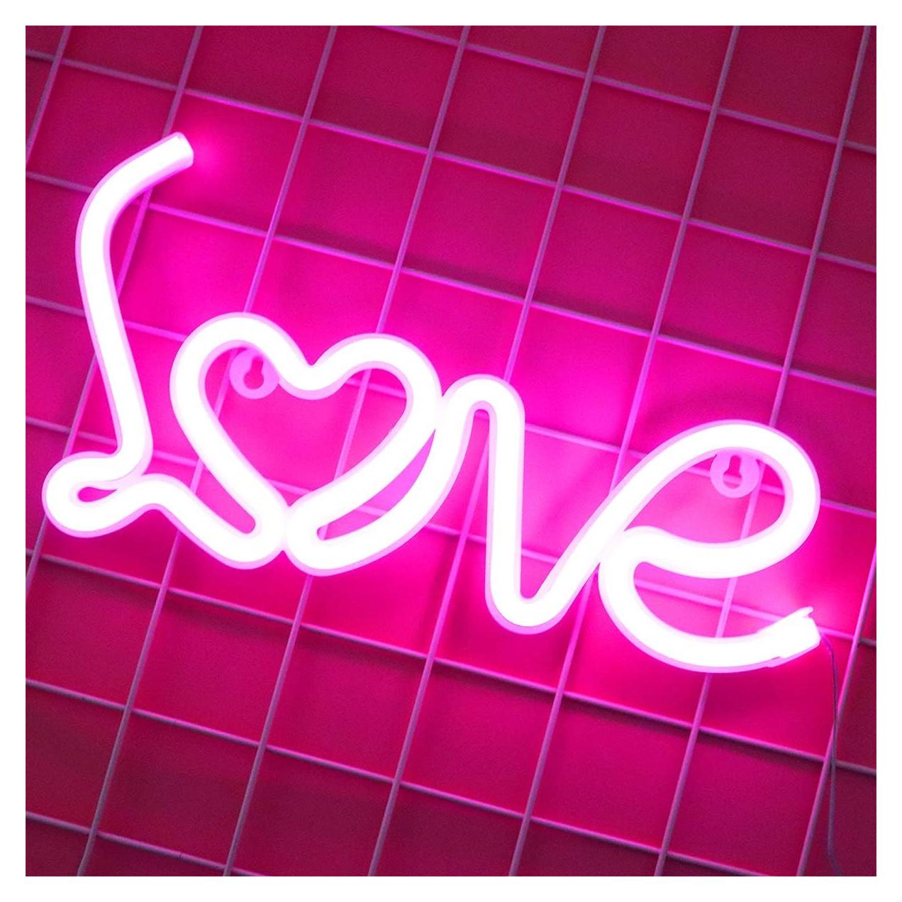 Luz de Neón Corazón Rosa Yaozhou - Decoración San Valentín