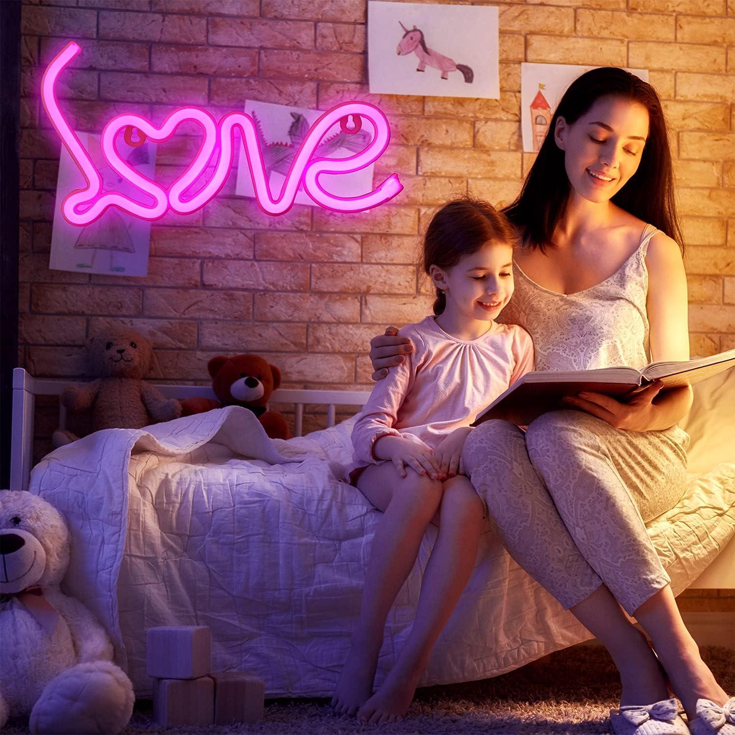 Luz de Neón Corazón Rosa Yaozhou - Decoración San Valentín