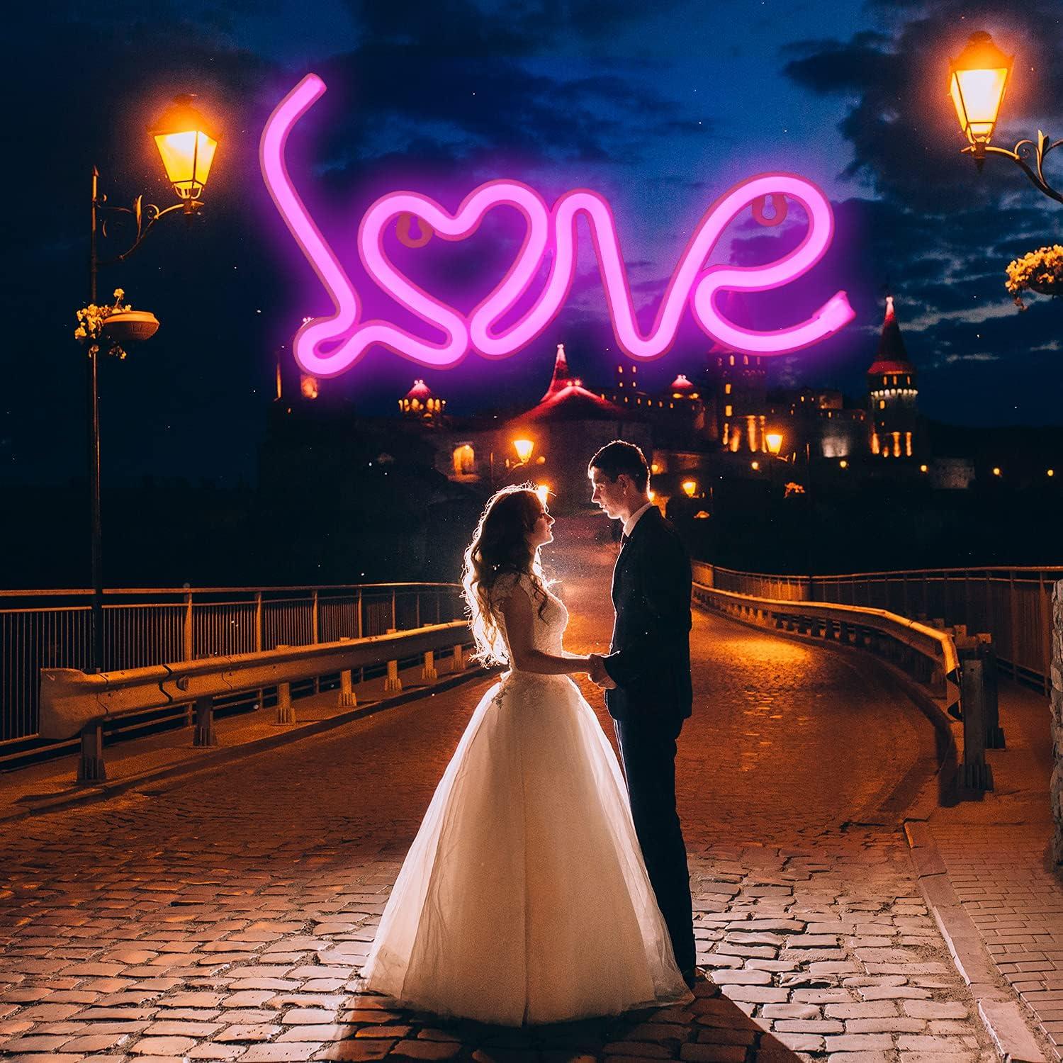 Luz de Neón Corazón Rosa Yaozhou - Decoración San Valentín