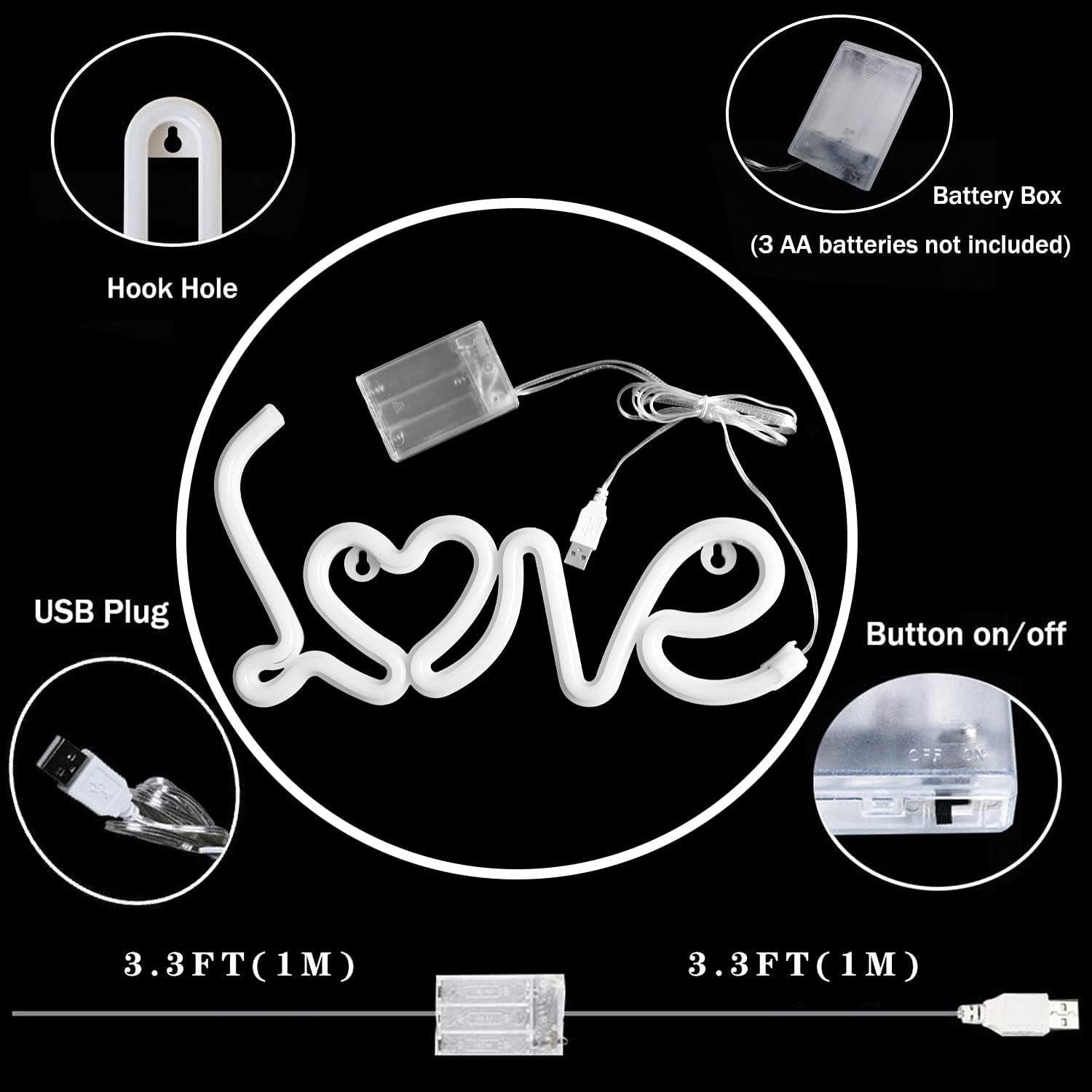 Luz de Neón Corazón Rosa Yaozhou - Decoración San Valentín