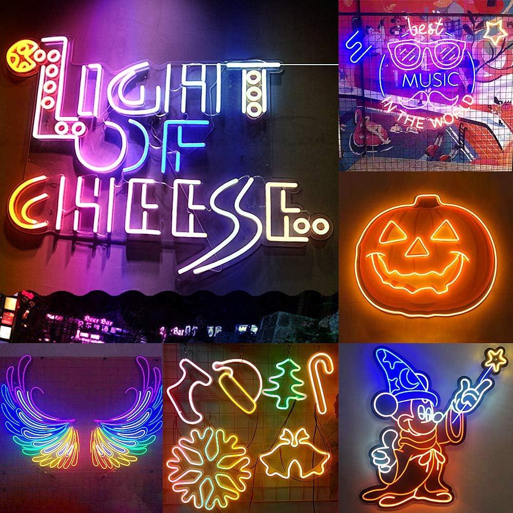 ALITOVE WS2812B LED Strip Neon Sign Light 6.6ft 2M Addressable RGB Dream Color Rainbow LED Pixels Lights for DIY LED Neon Letters Bar Signs, Art Wall Decorative Lighting 5V DC, No Power and Controller