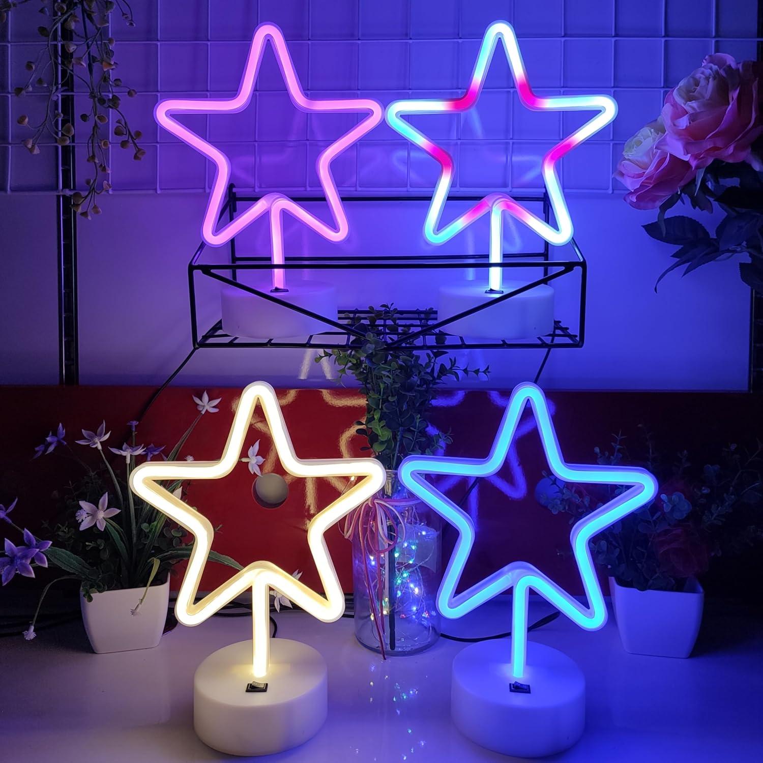 Luz de Neón Rosa JYWJ con Soporte USB y Pilas AA