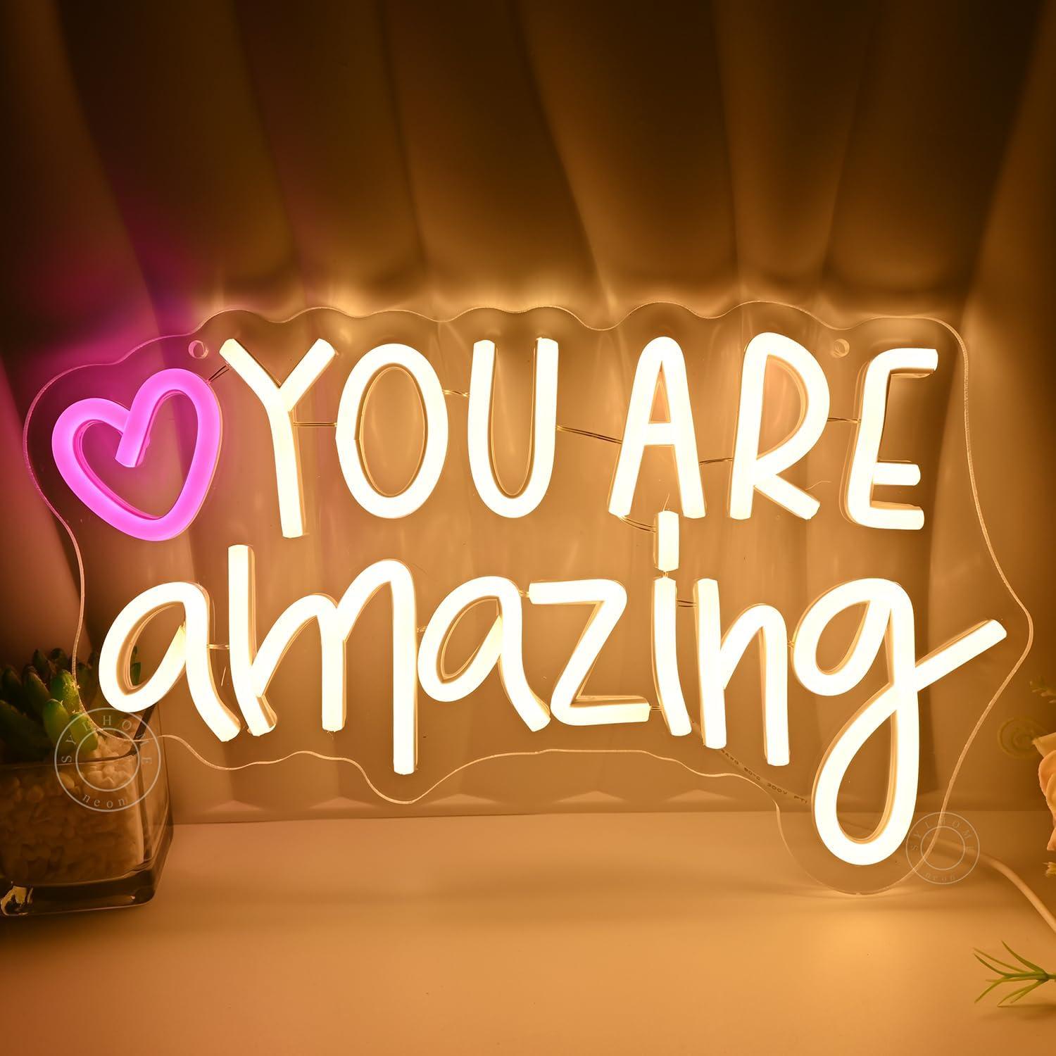 Letrero de Luz de Neón LED SYLHOME Corazón Eres Increíble 35.1x20.3cm