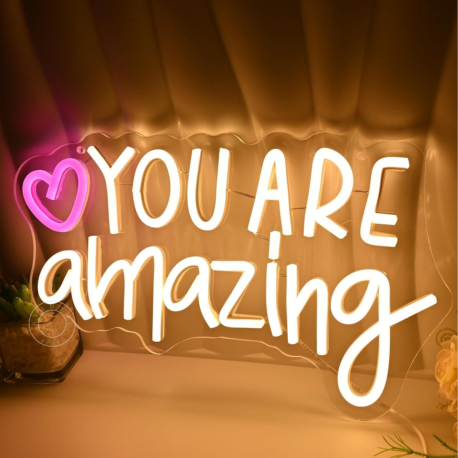 Letrero de Luz de Neón LED SYLHOME Corazón Eres Increíble 35.1x20.3cm