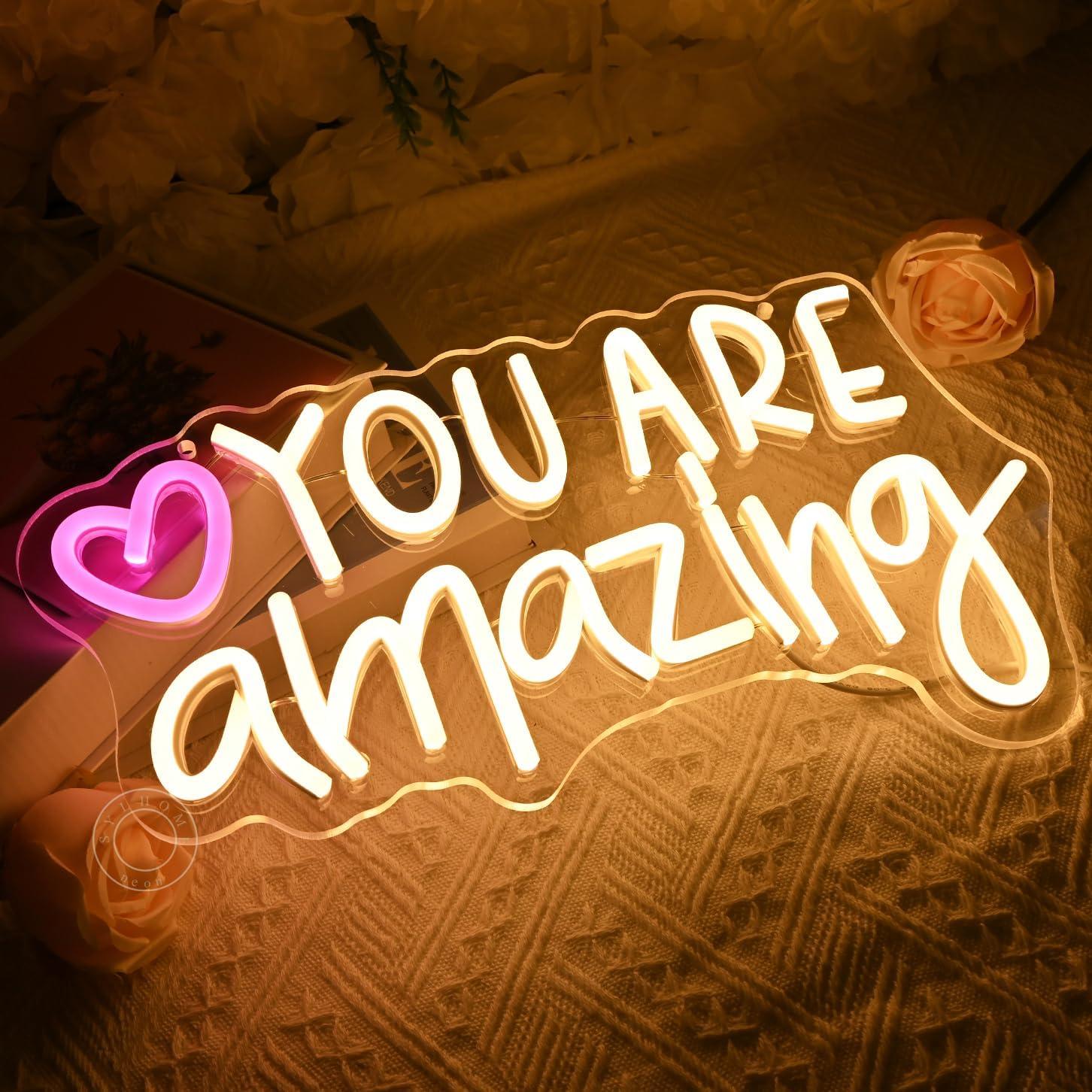 Letrero de Luz de Neón LED SYLHOME Corazón Eres Increíble 35.1x20.3cm