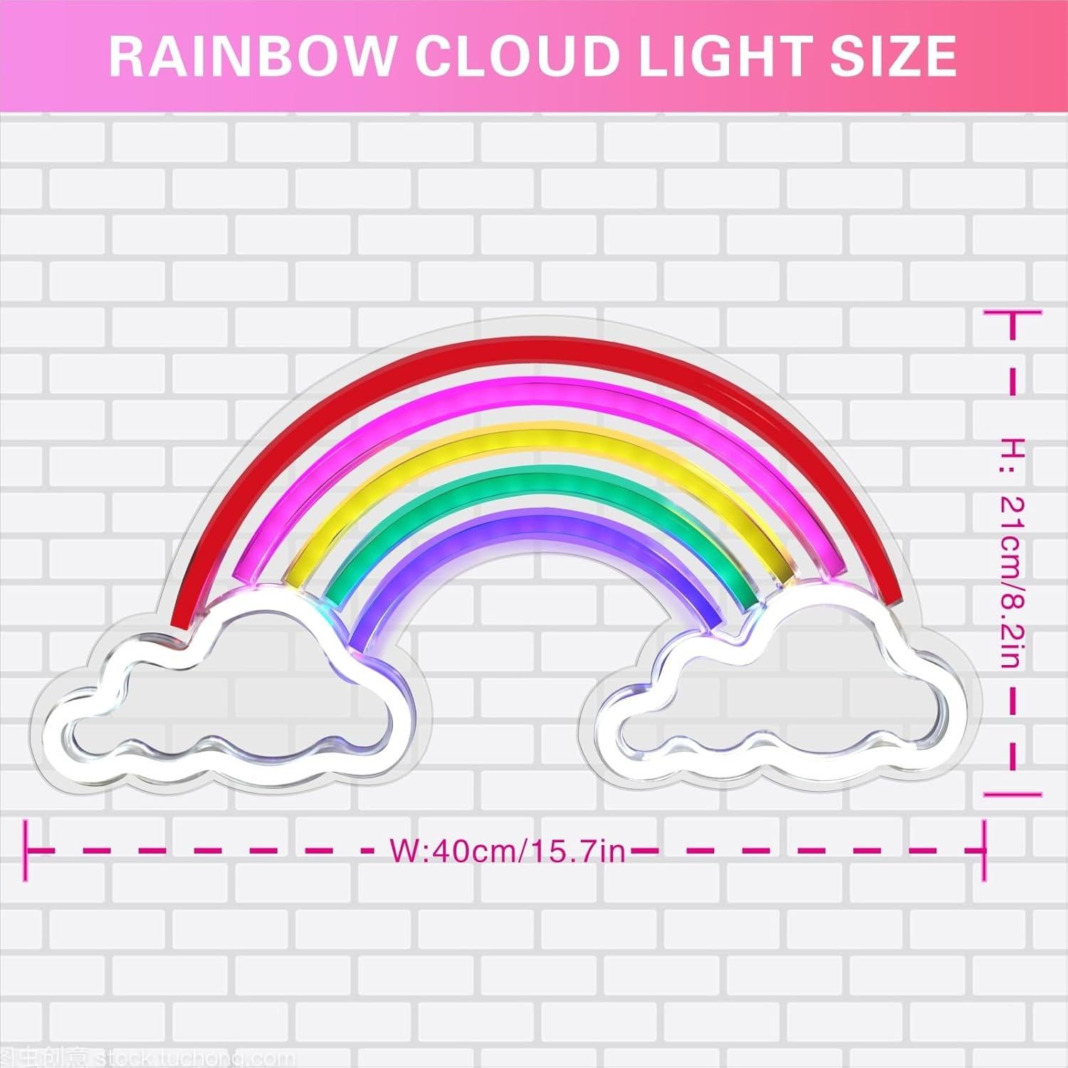 Luz de Neón Arcoíris SMOORITA 21x40 cm USB para Pared