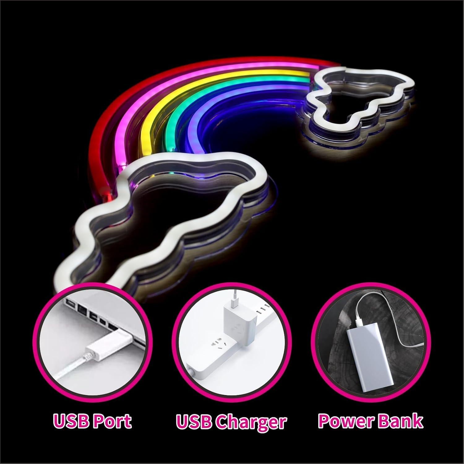 Luz de Neón Arcoíris SMOORITA 21x40 cm USB para Pared