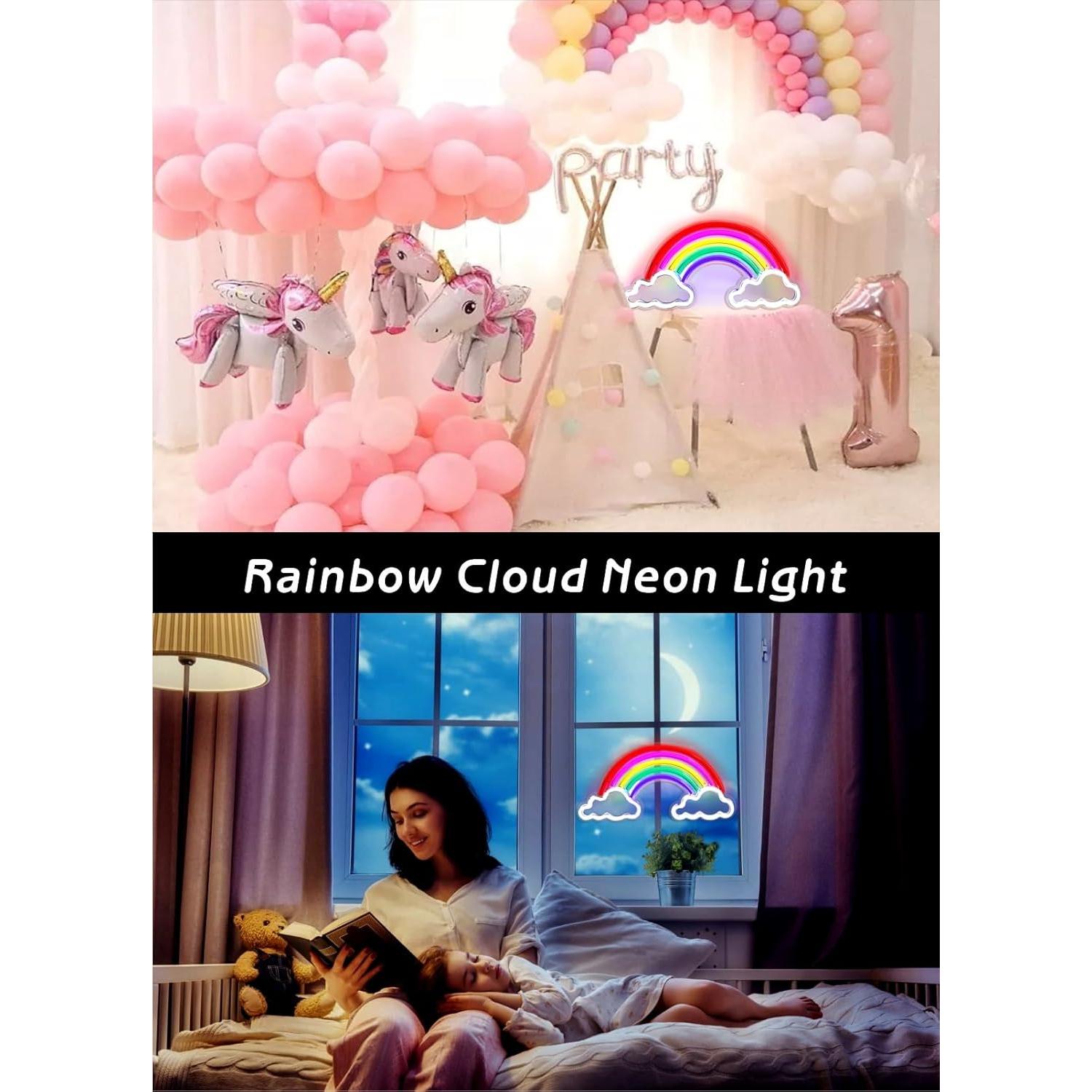 Luz de Neón Arcoíris SMOORITA 21x40 cm USB para Pared