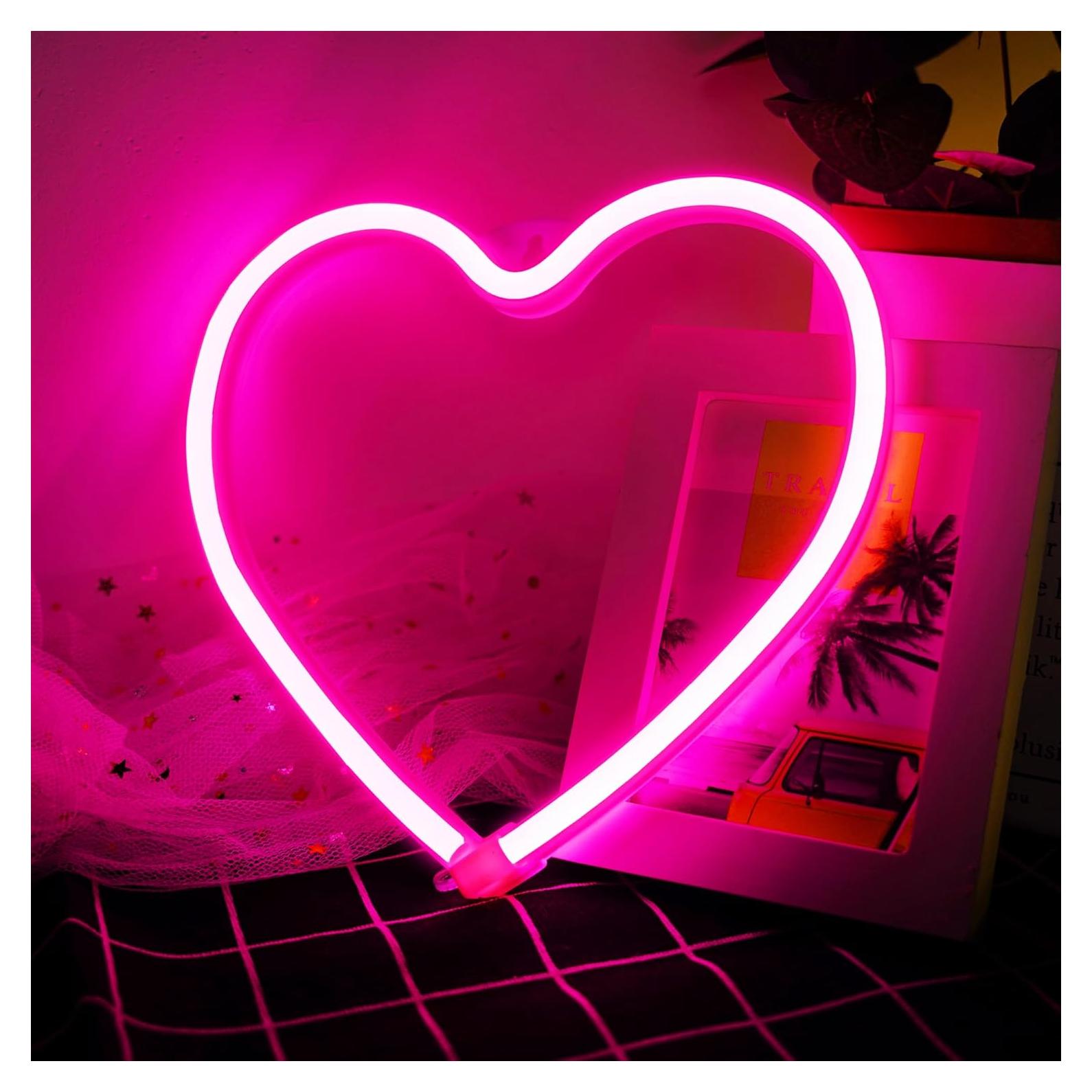 Luz de Neón Corazón Rosa HancraStore LED USB Pilas