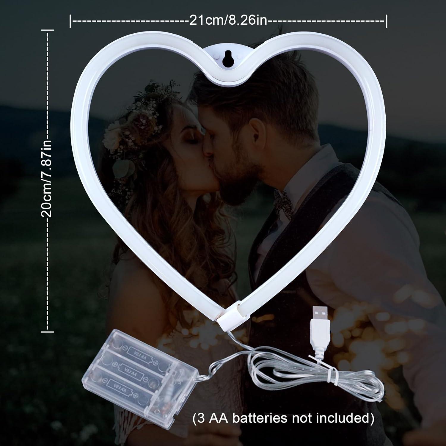 Luz de Neón Corazón Rosa HancraStore LED USB Pilas