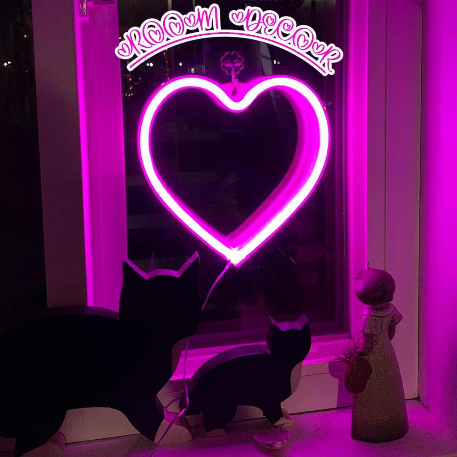 Luz de Neón Corazón Rosa HancraStore LED USB Pilas