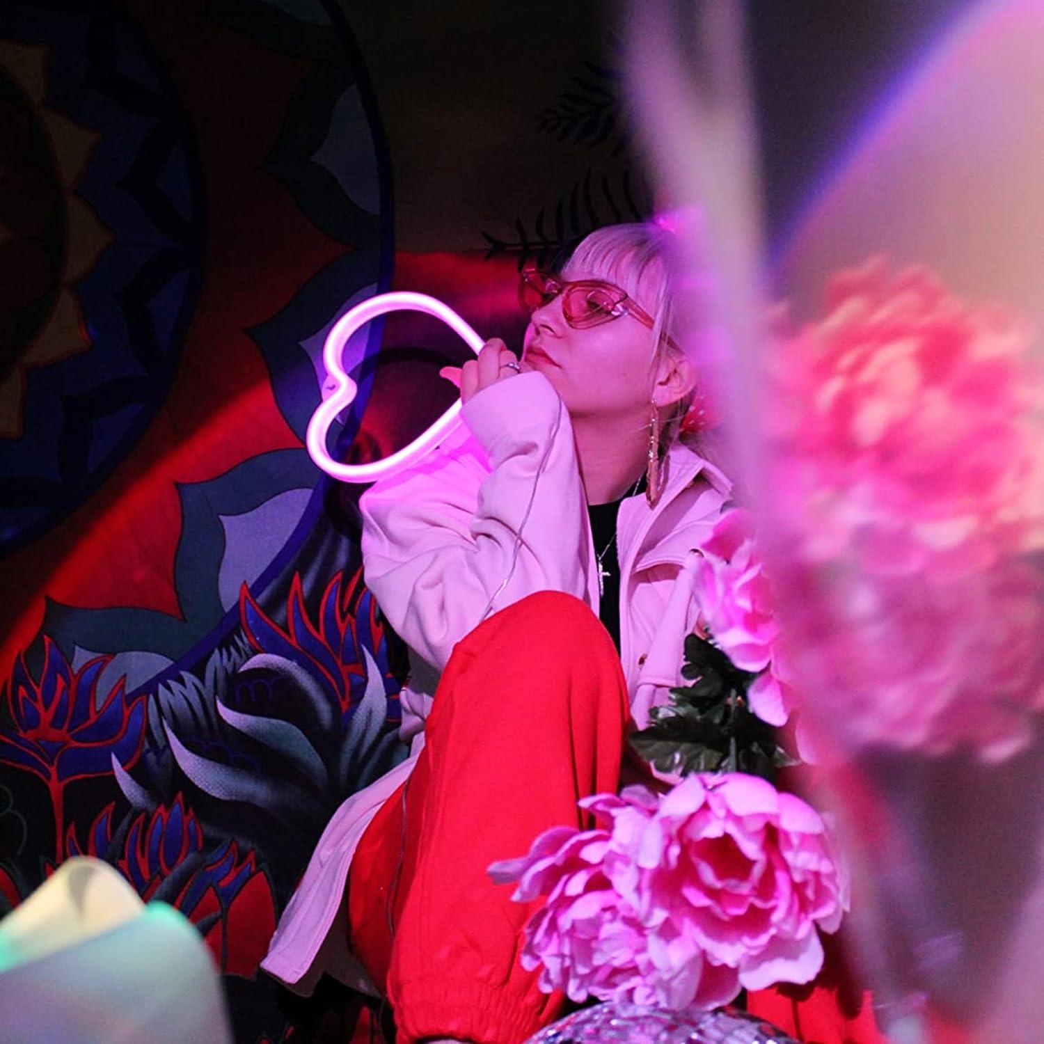 Luz de Neón Corazón Rosa HancraStore LED USB Pilas