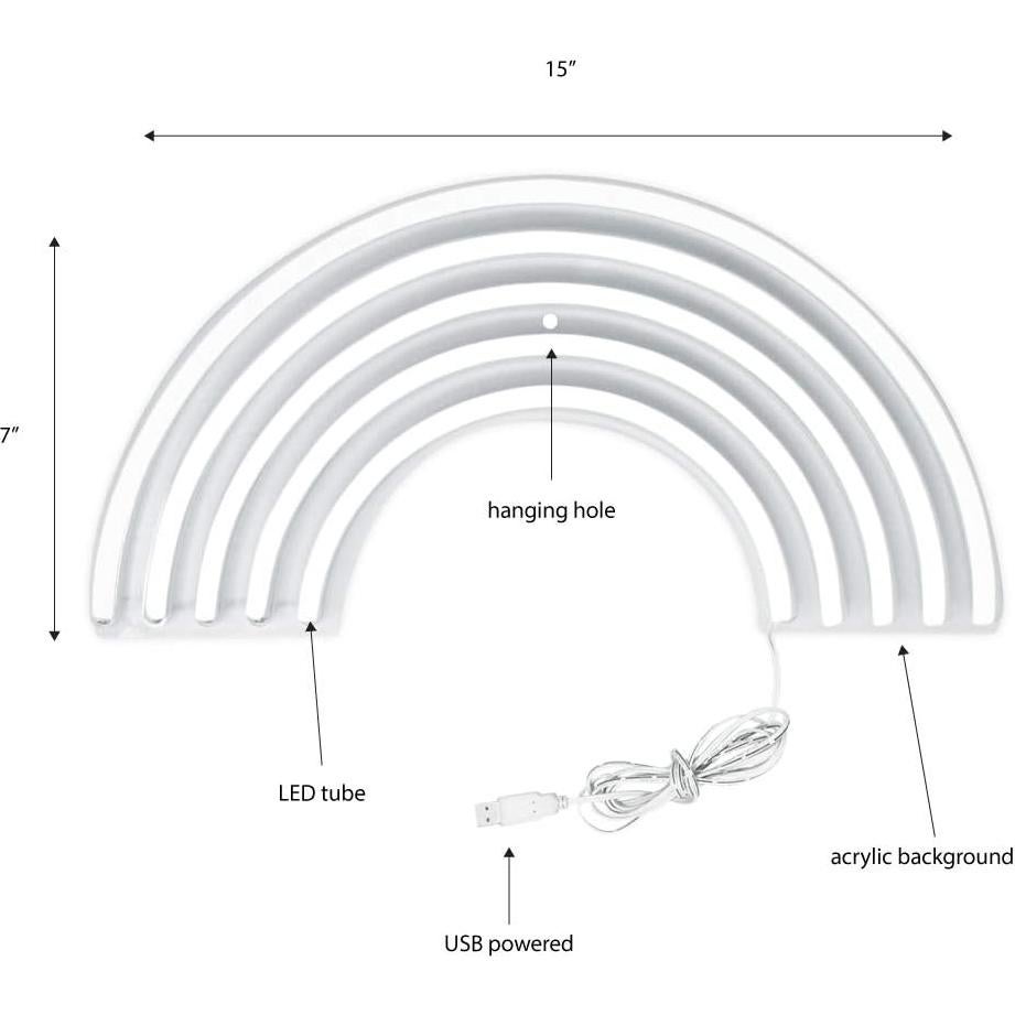 Letrero LED Arcoíris Multicolor Isaac Jacobs 38.1 cm x 19.05 cm