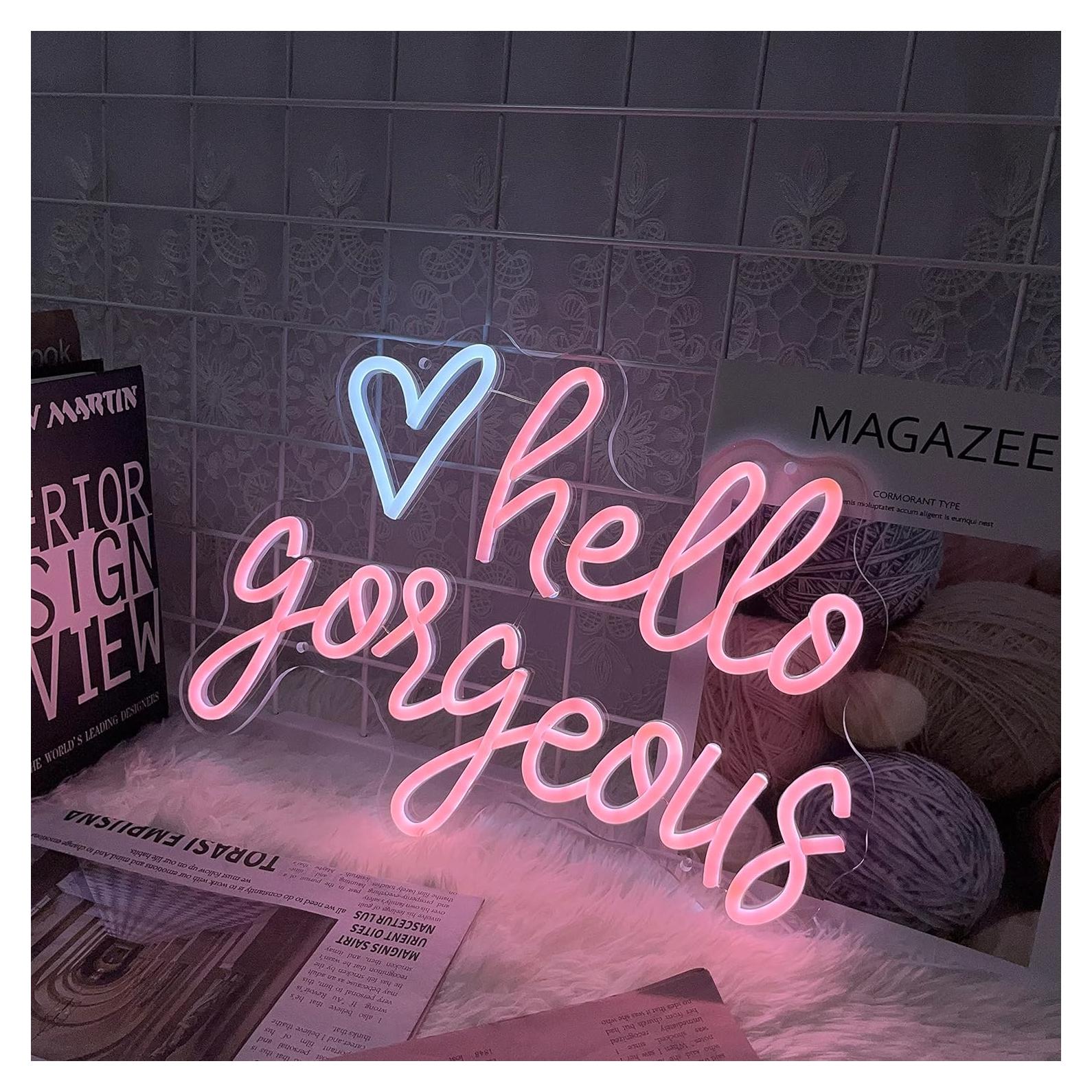 Letrero Neón LED Corazón Hola Preciosa 30x40.6cm USB