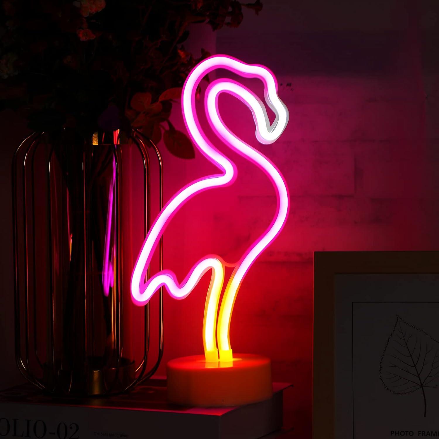 Juego de Luces de Neón Liliful 3 Piezas Cactus Flamenco Palma