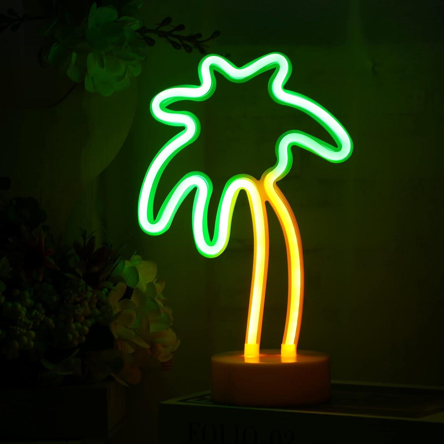 Juego de Luces de Neón Liliful 3 Piezas Cactus Flamenco Palma