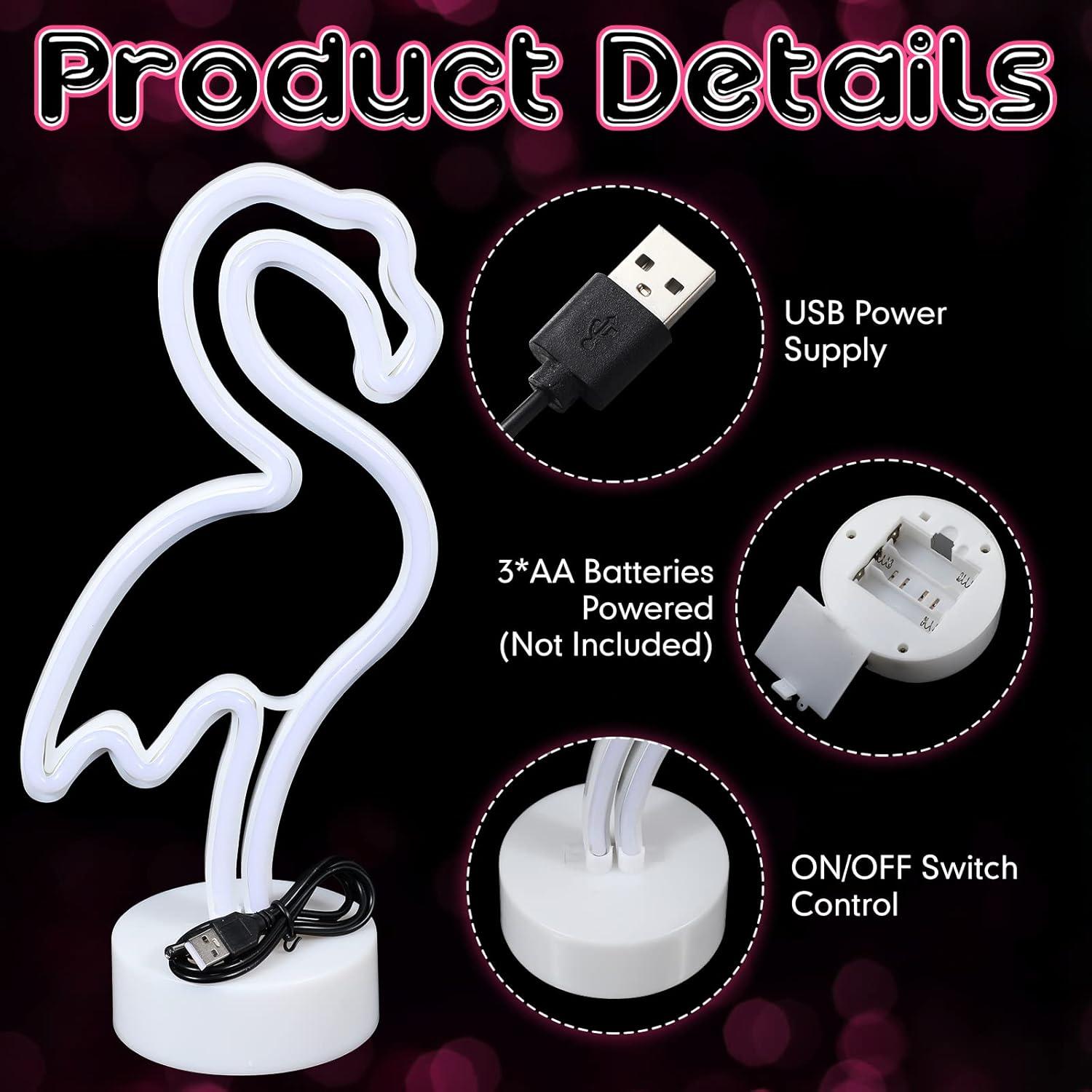 Juego de Luces de Neón Liliful 3 Piezas Cactus Flamenco Palma