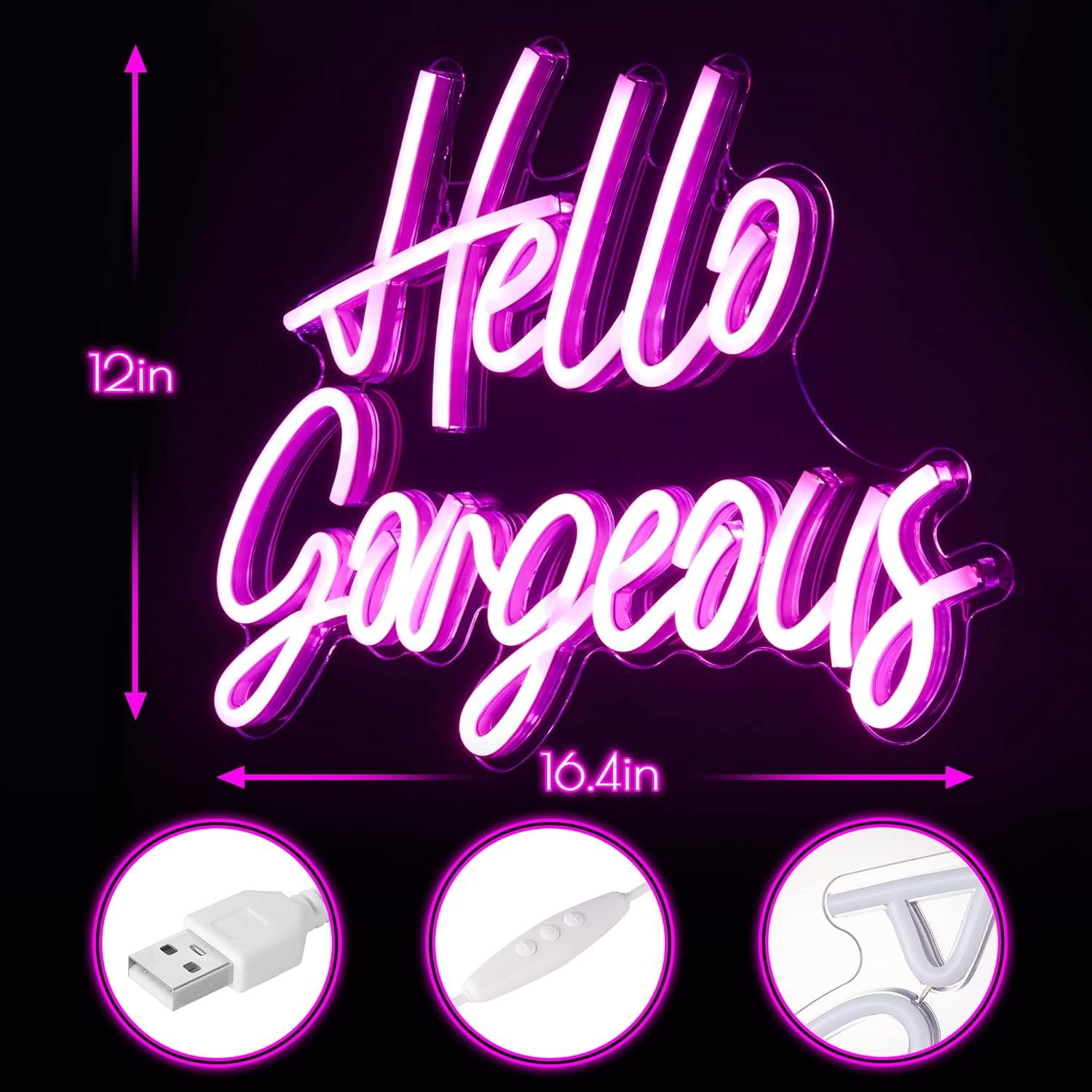 Cartel de Luz Neón Kavaas Hola Preciosa Rosa 30.5x41.6cm