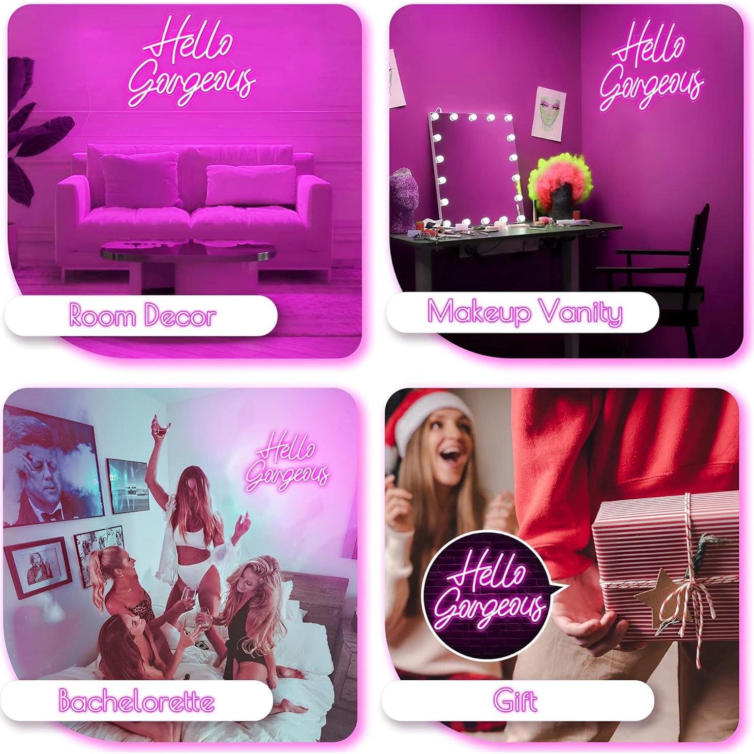 Cartel de Luz Neón Kavaas Hola Preciosa Rosa 30.5x41.6cm