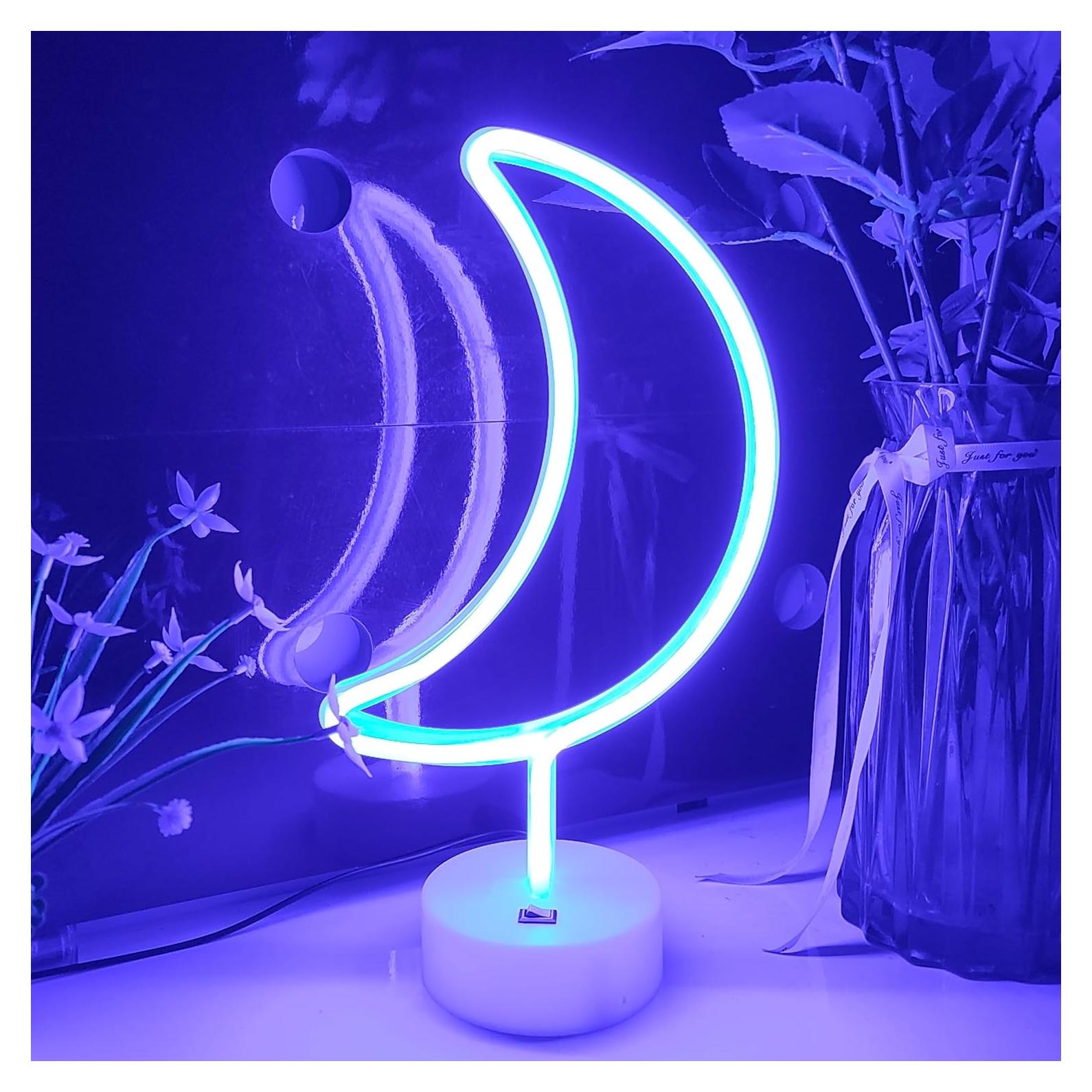Letrero de Neón Luna JYWJ LED Azul con Soporte USB