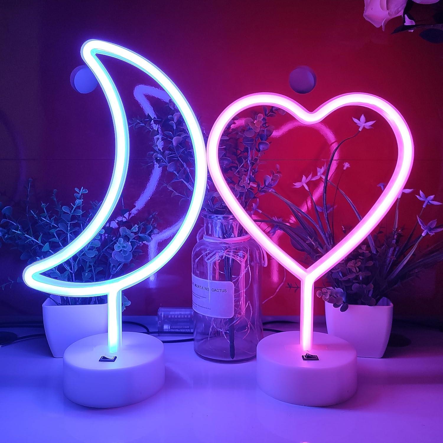 Letrero de Neón Luna JYWJ LED Azul con Soporte USB